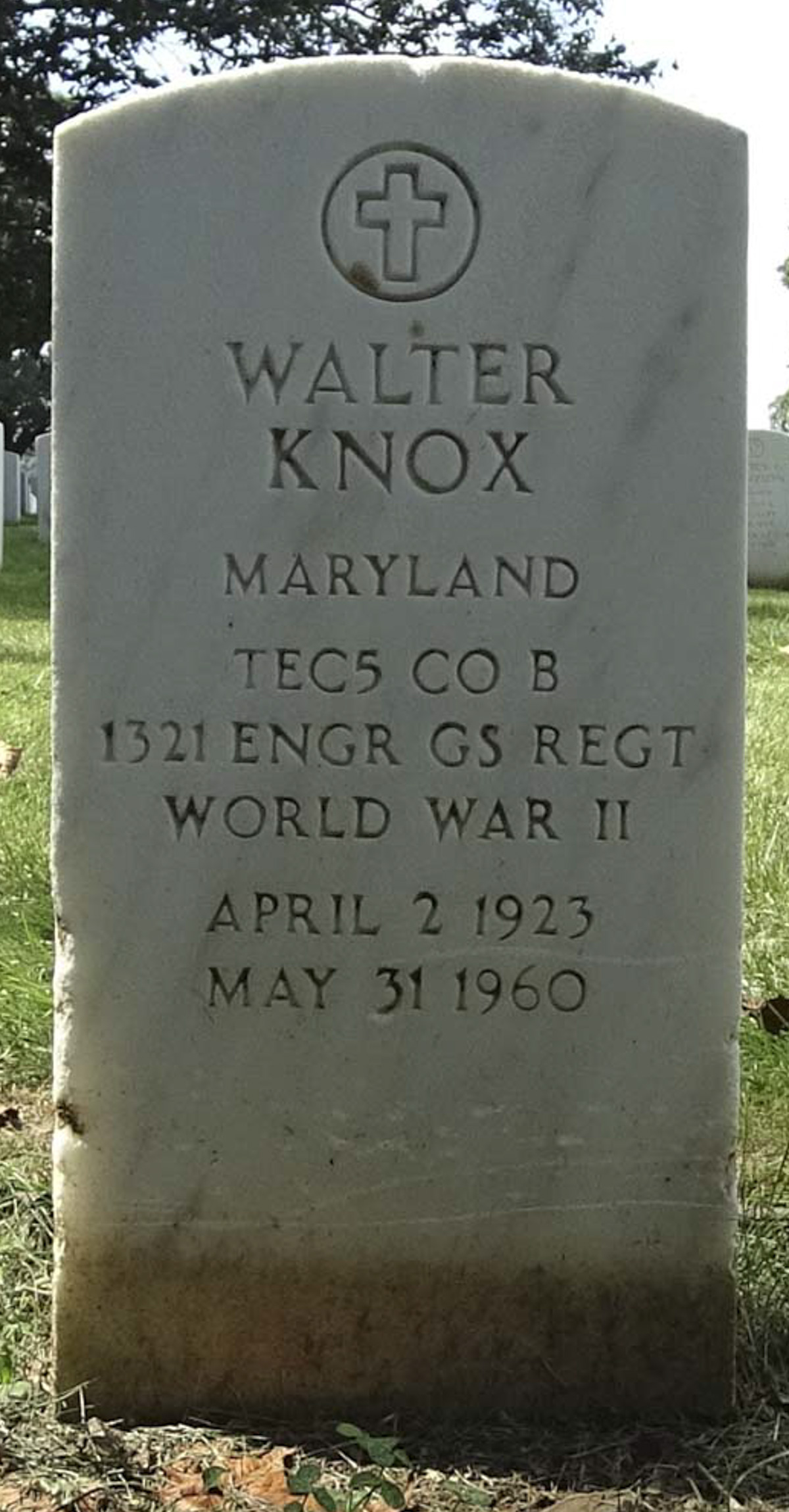 Gravesite marker image for walter knox