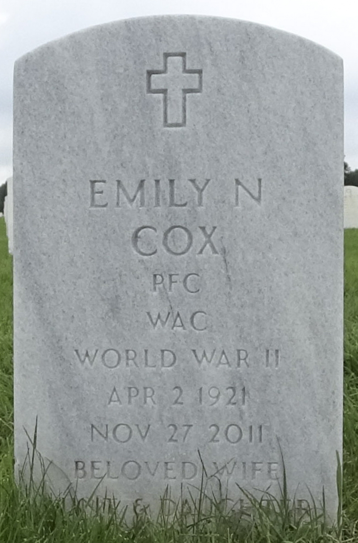 Gravesite marker image for emily n cox