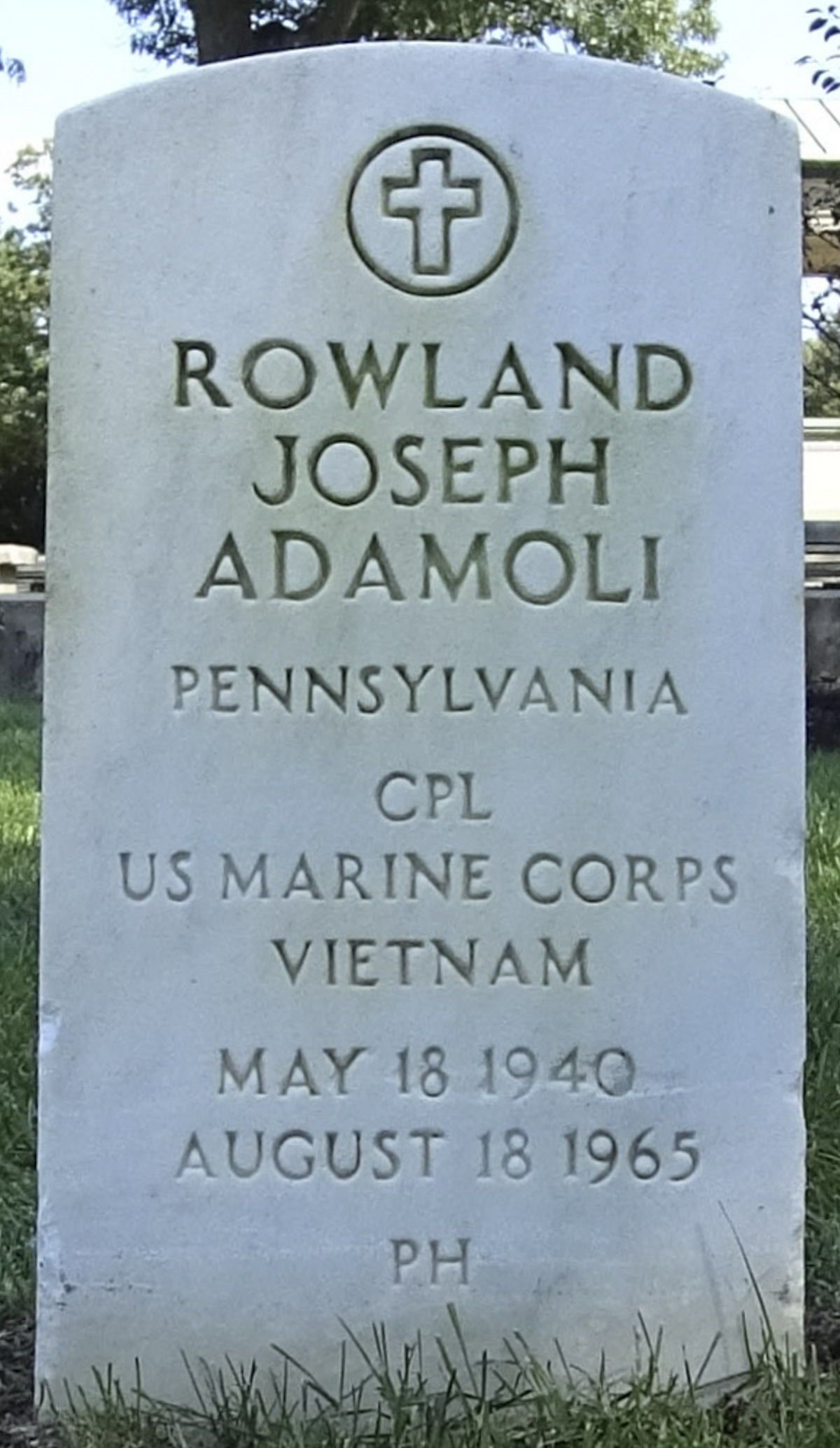 Gravesite marker image for rowland joseph adamoli