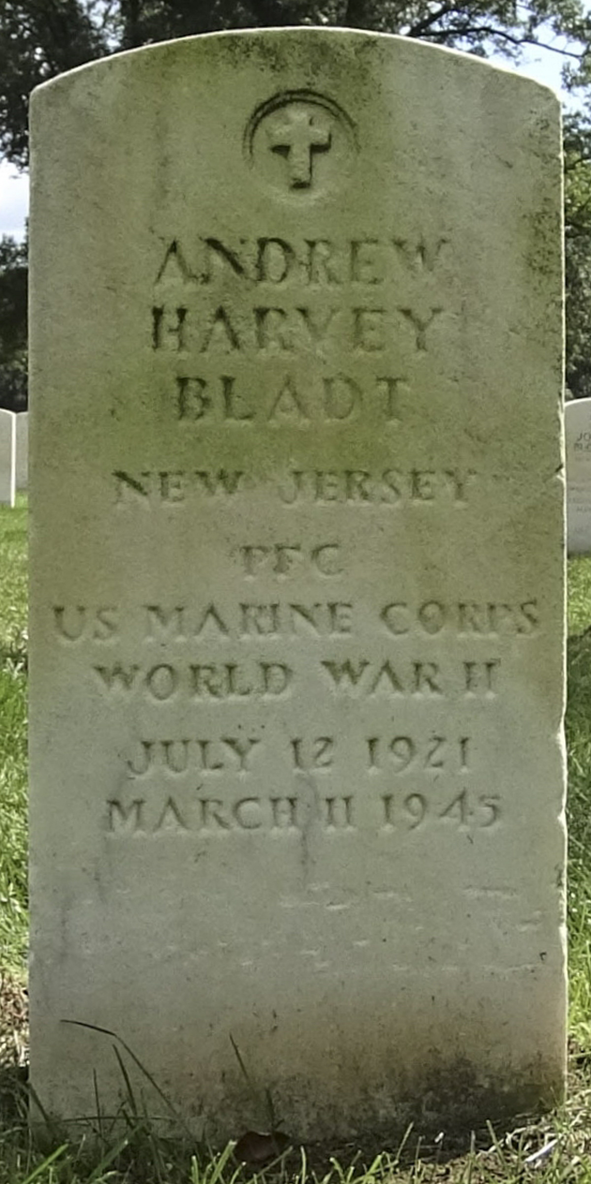 Gravesite marker image for andrew harvey bladt