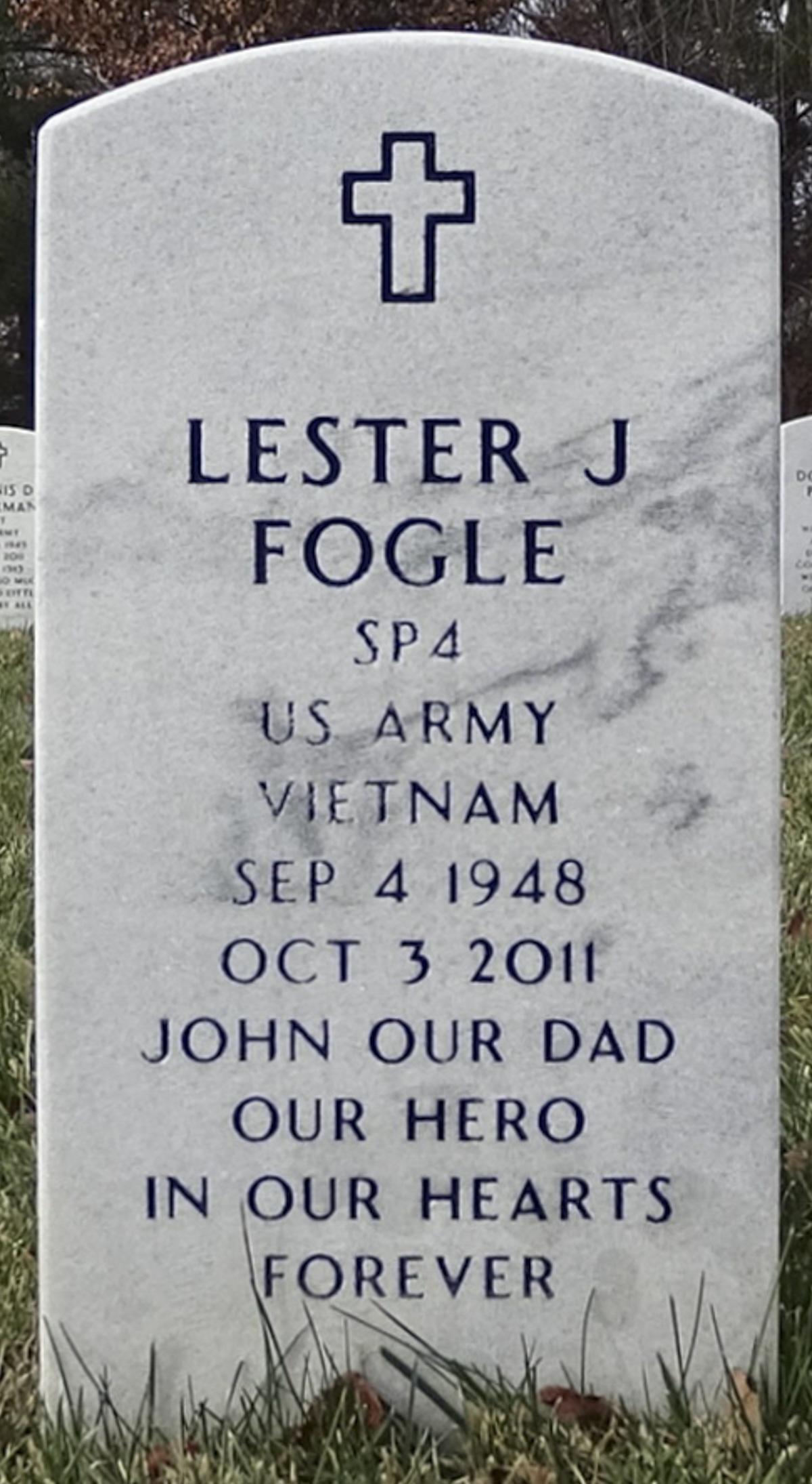Gravesite marker image for lester john fogle