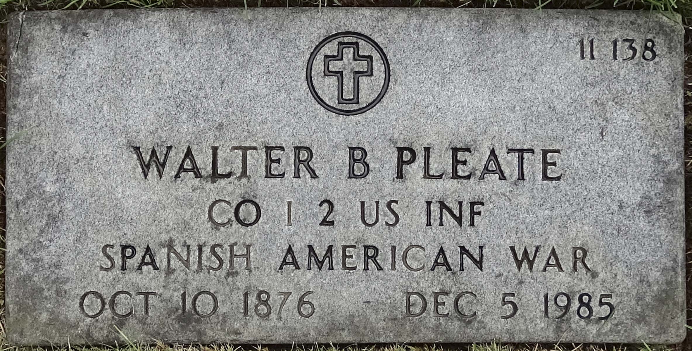 Gravesite marker image for walter b pleate