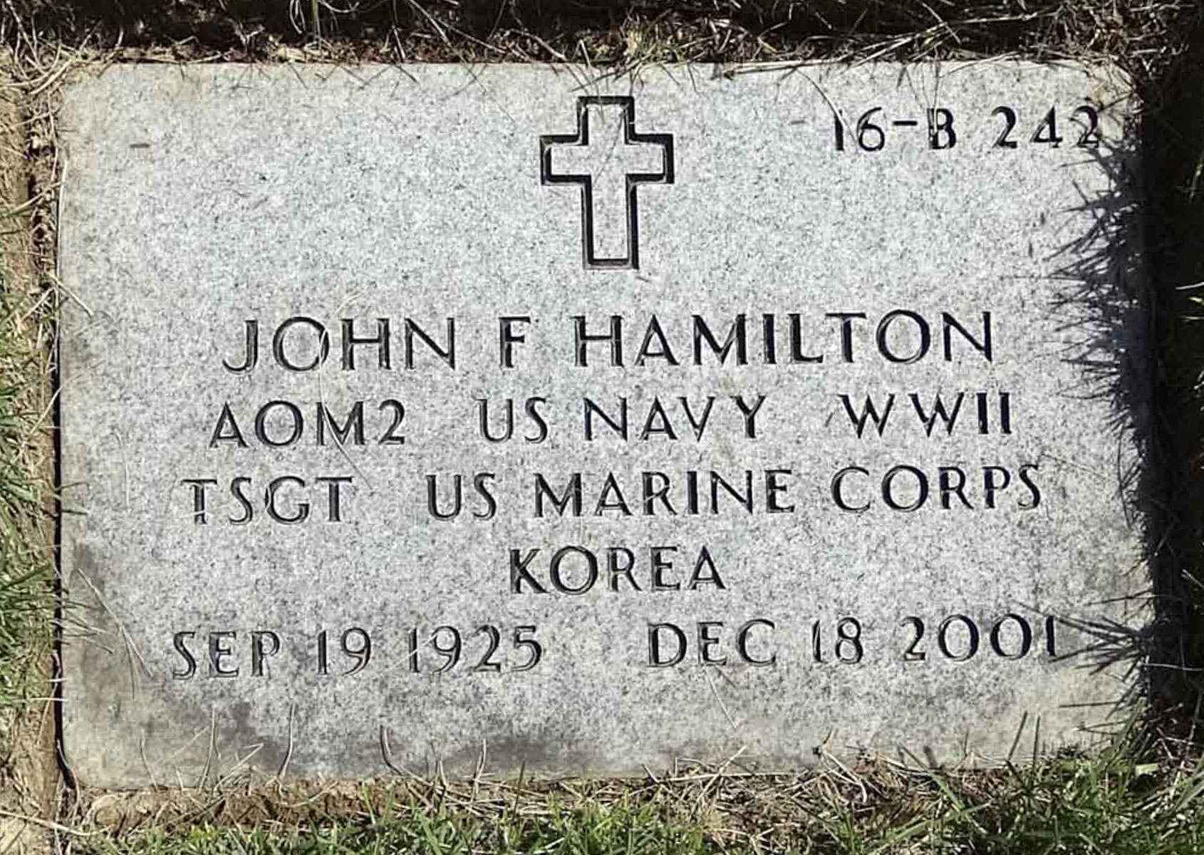 Gravesite marker image for john f hamilton
