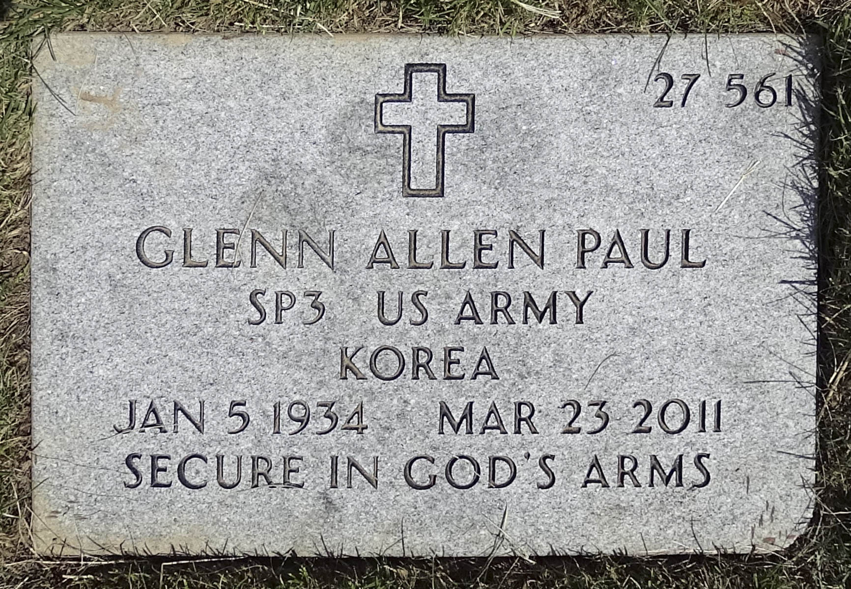 Gravesite marker image for glenn allen paul