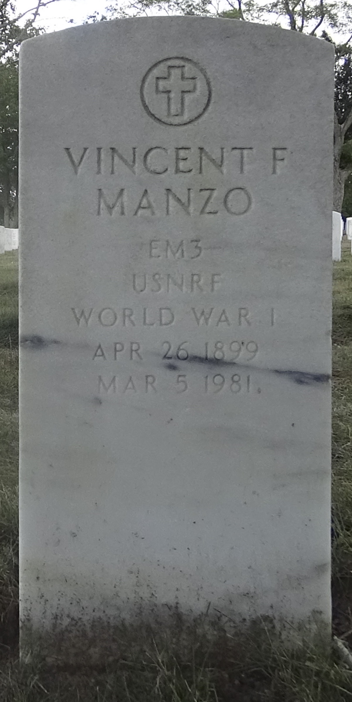Gravesite marker image for vincent f manzo