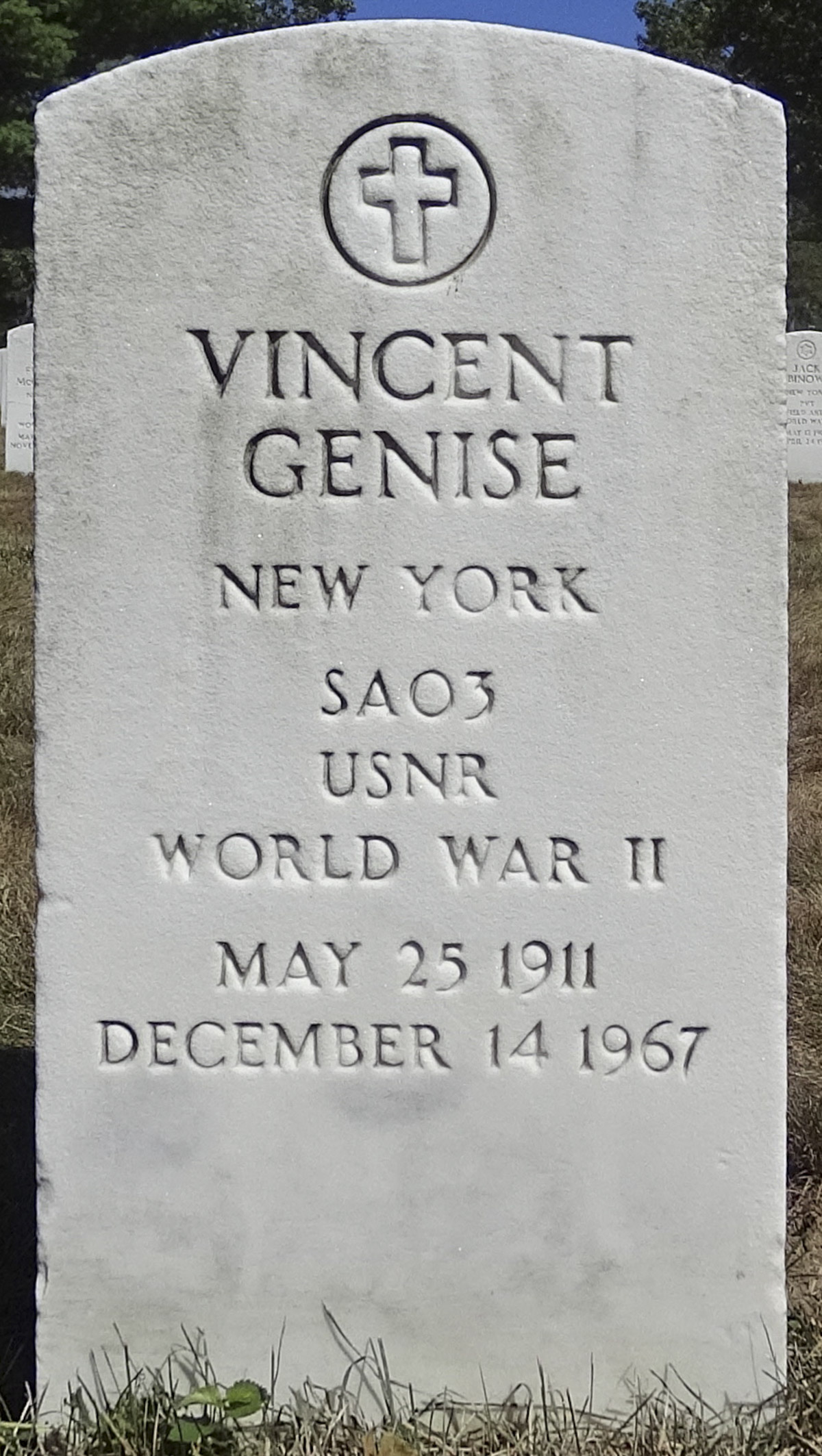 Gravesite marker image for vincent genise