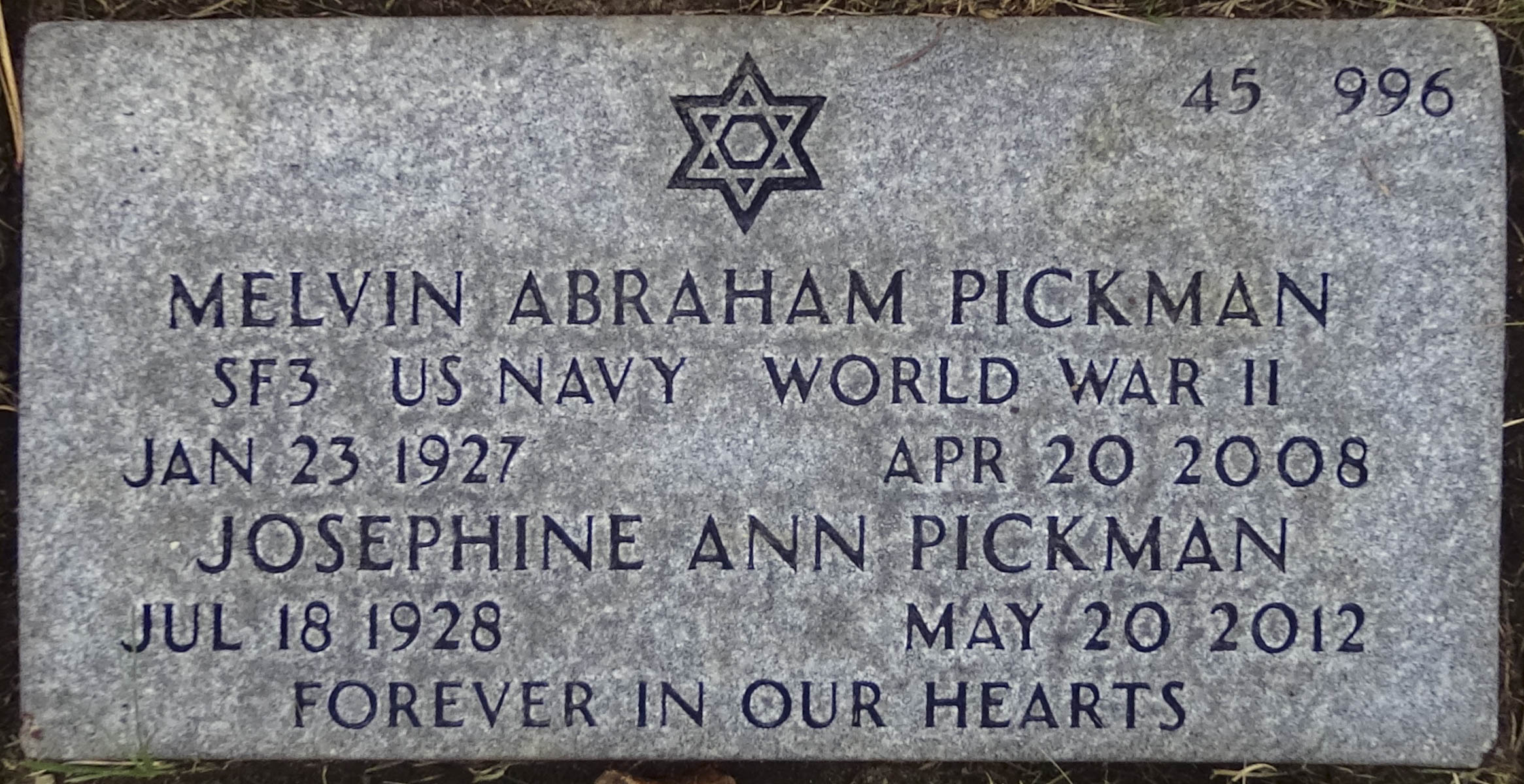 Gravesite marker image for melvin abraham pickman