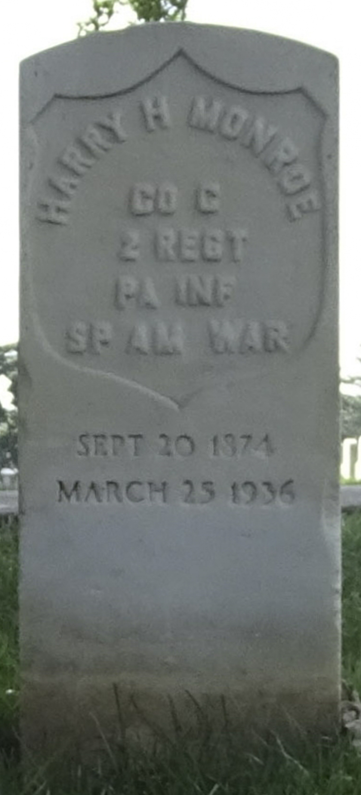 Gravesite marker image for harry h monroe
