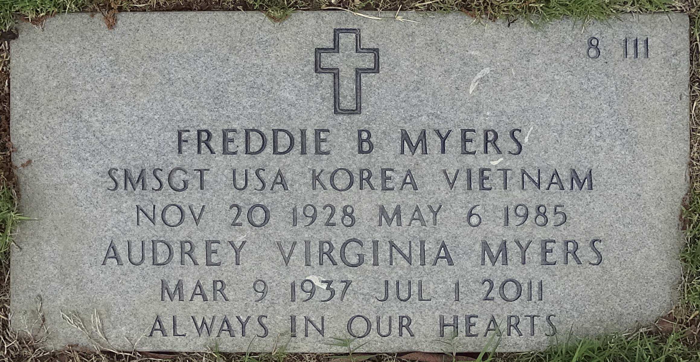 Gravesite marker image for freddie b myers