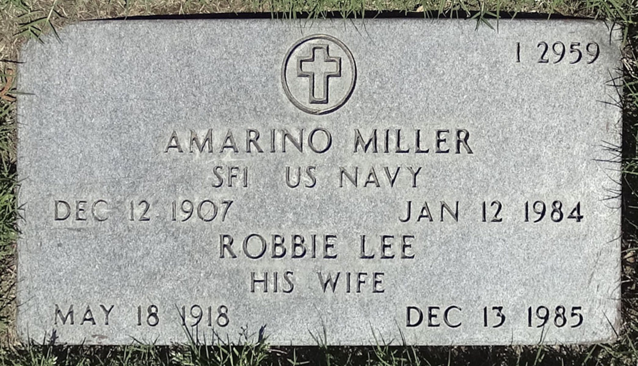 Gravesite marker image for amarino miller