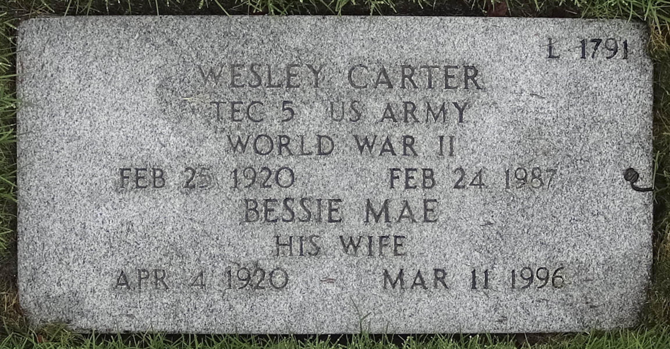 Gravesite marker image for wesley carter