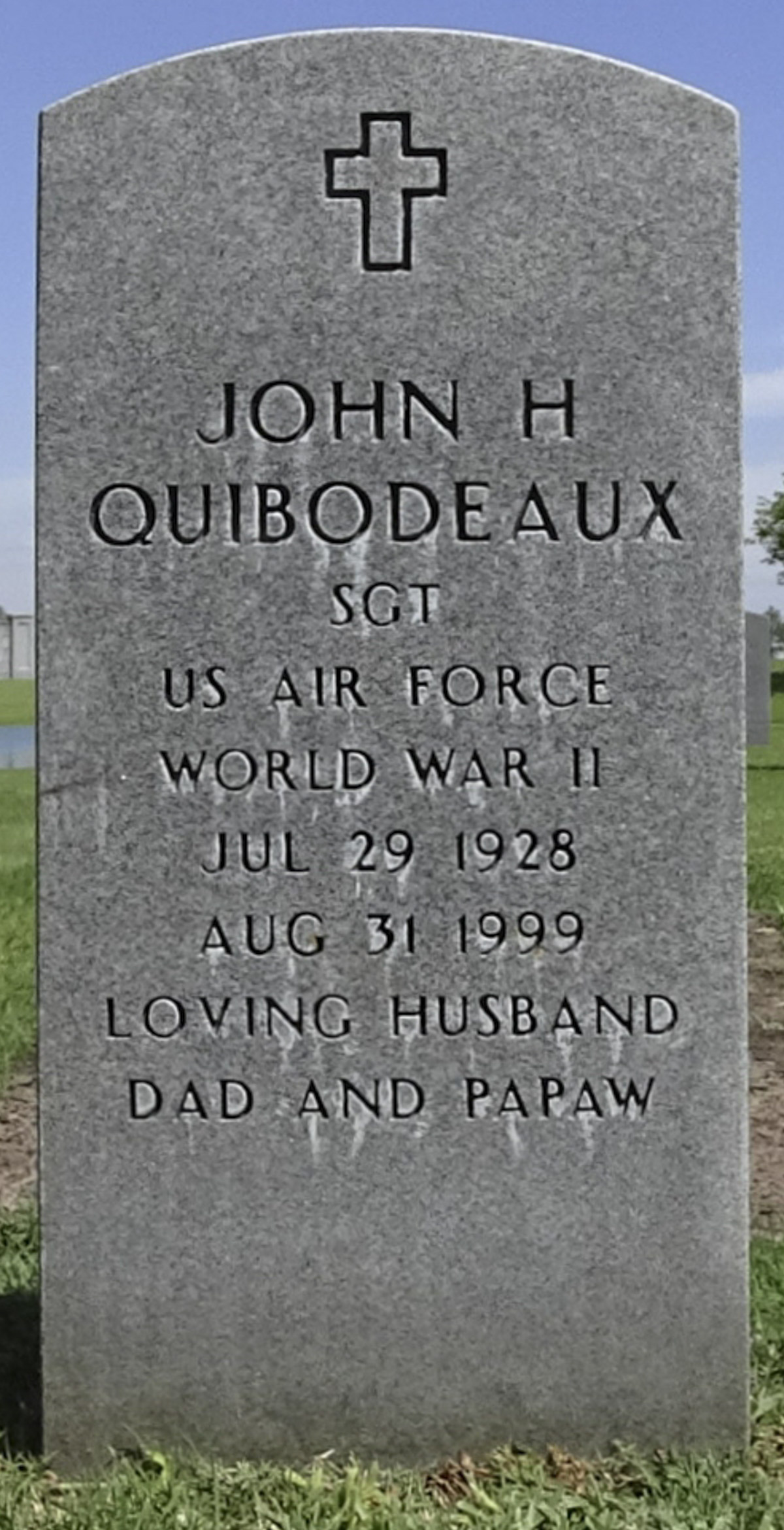 Gravesite marker image for john h quibodeaux