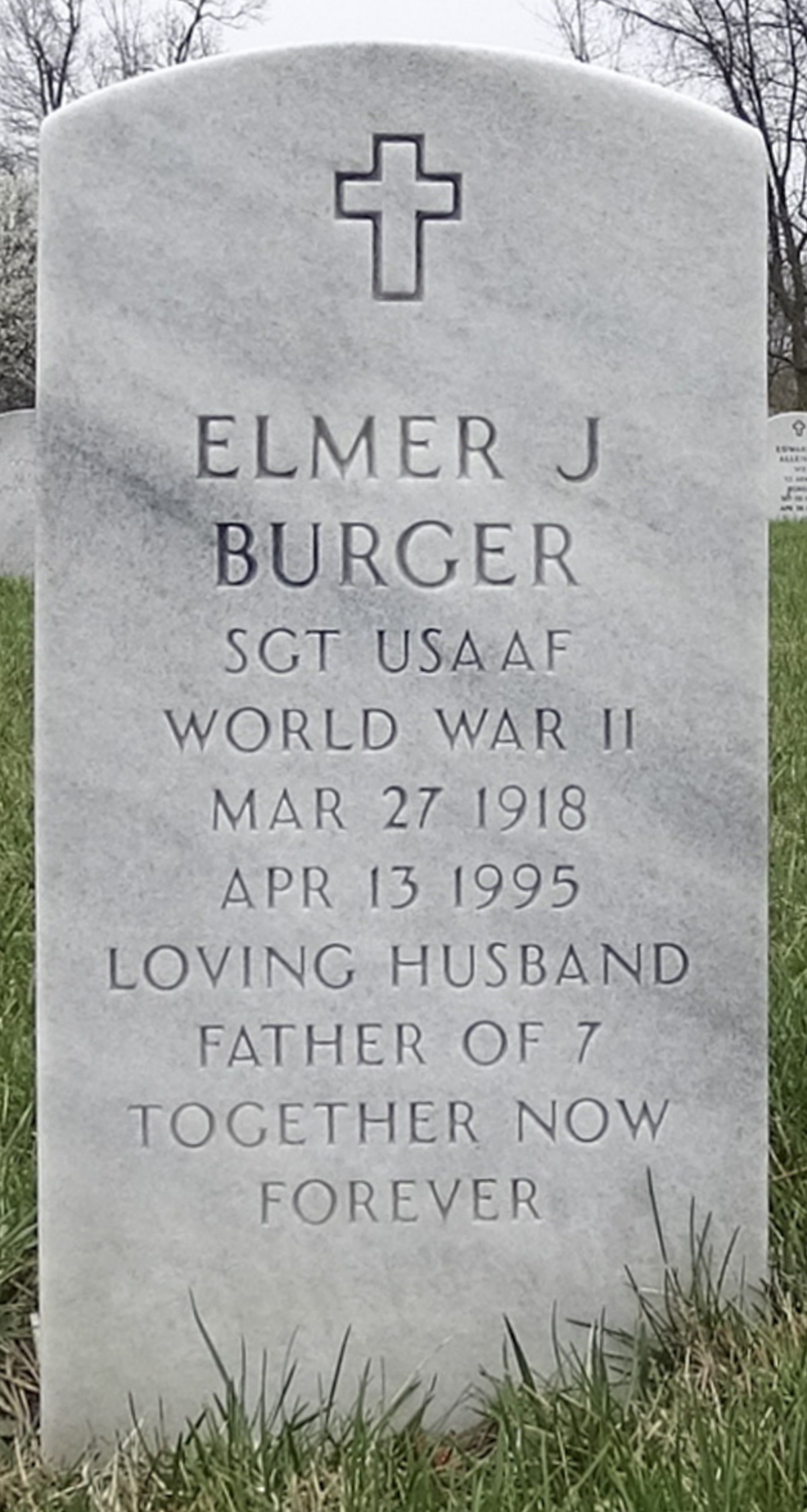 Gravesite marker image for elmer j burger
