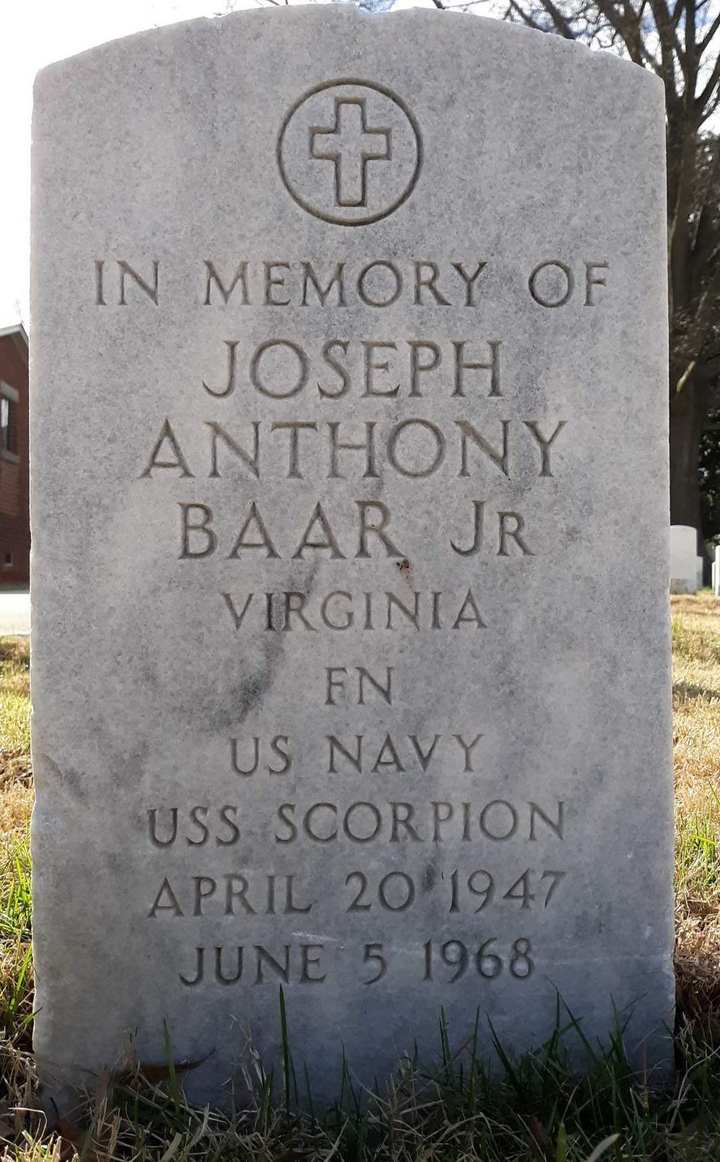 Gravesite marker image for joseph anthony baar jr