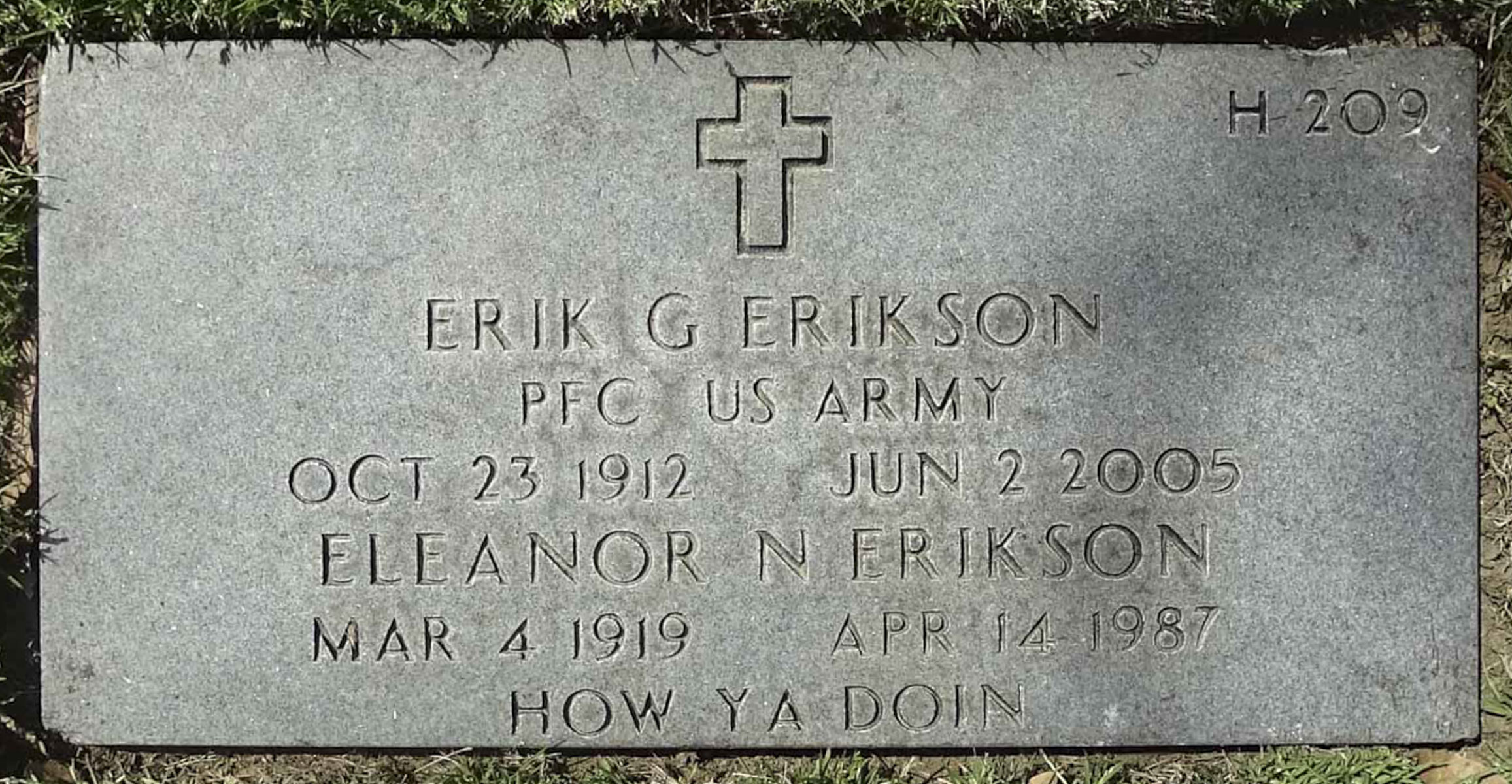 Gravesite marker image for erik g erikson