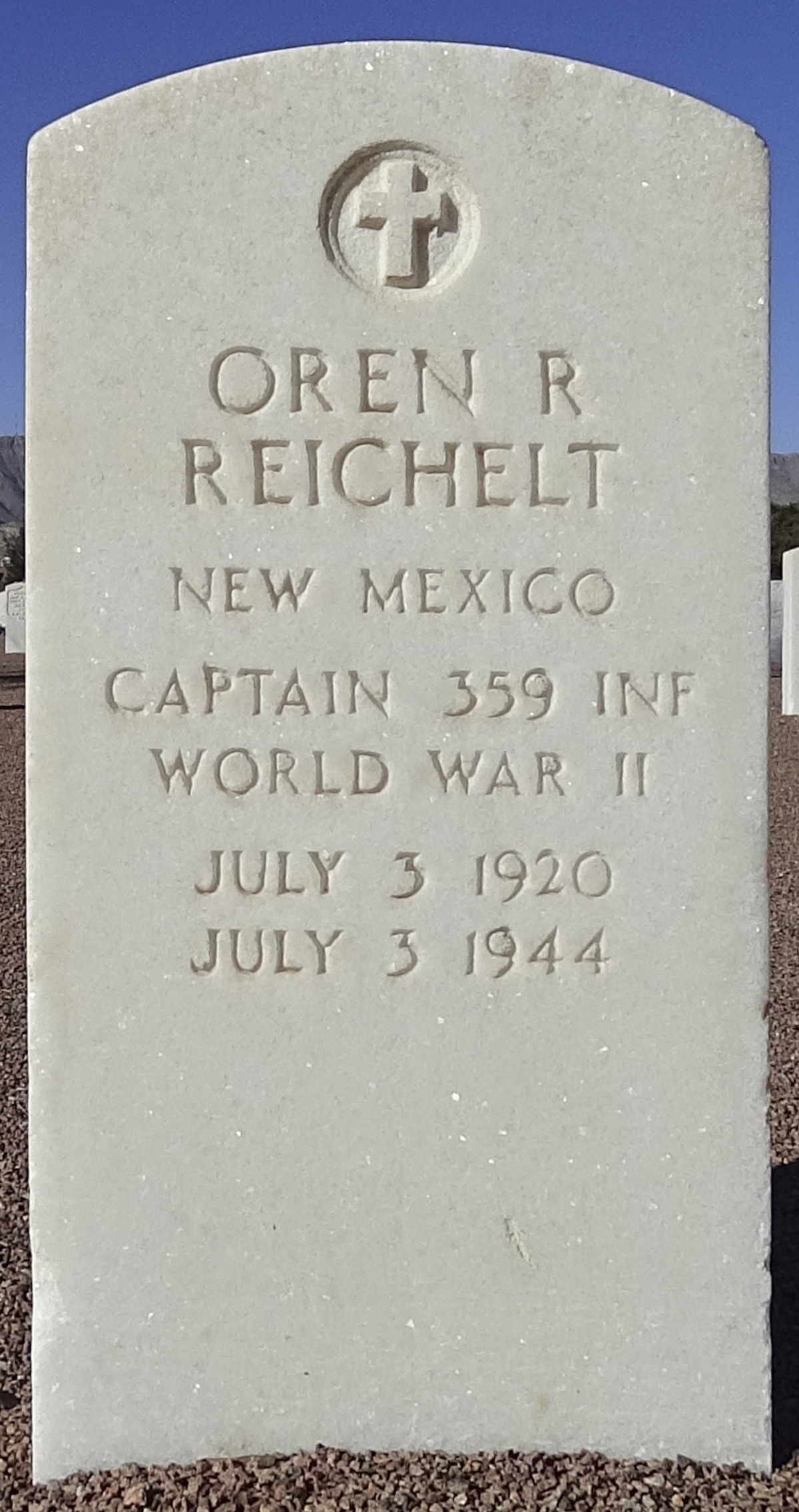 Gravesite marker image for oren r reichelt