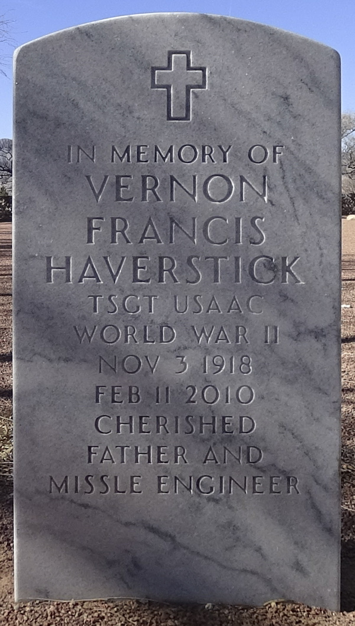 Gravesite marker image for vernon francis haverstick