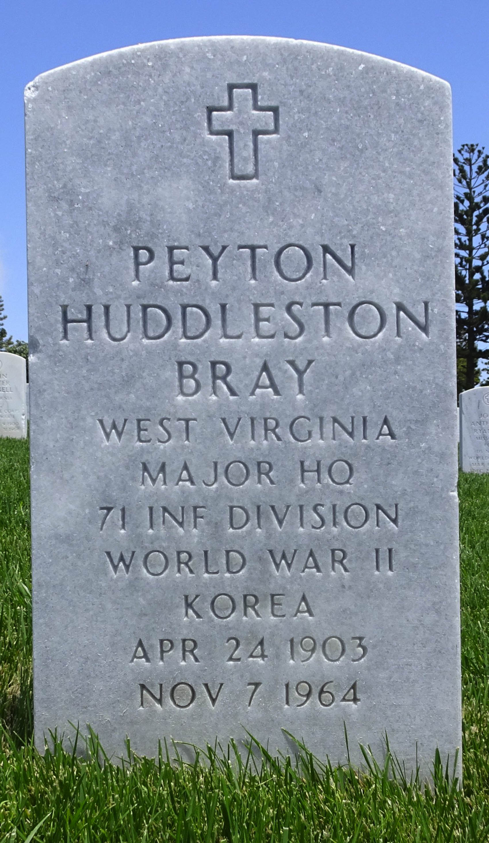 Gravesite marker image for peyton huddleston bray
