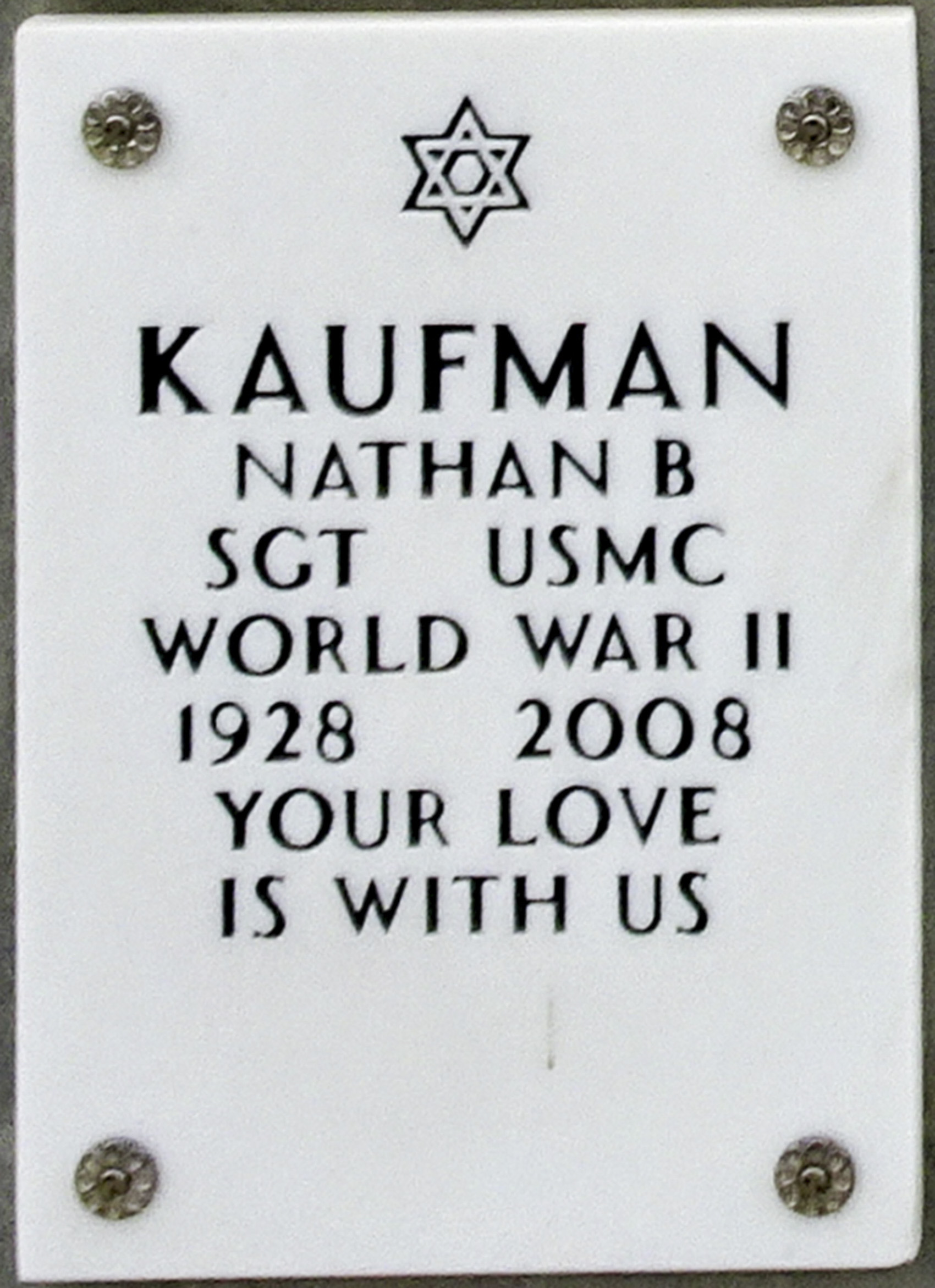 Gravesite marker image for nathan bernard kaufman