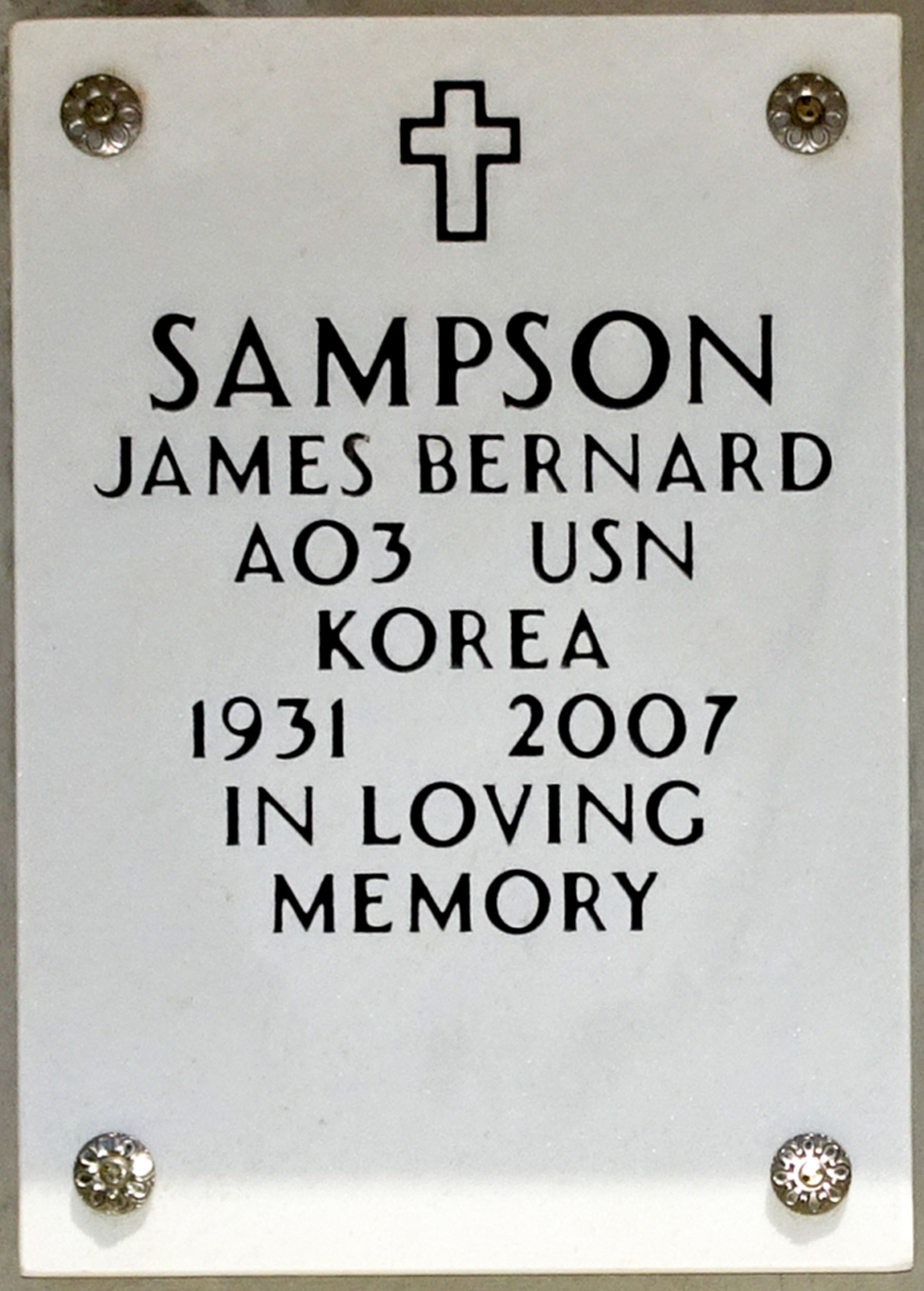Gravesite marker image for james bernard sampson