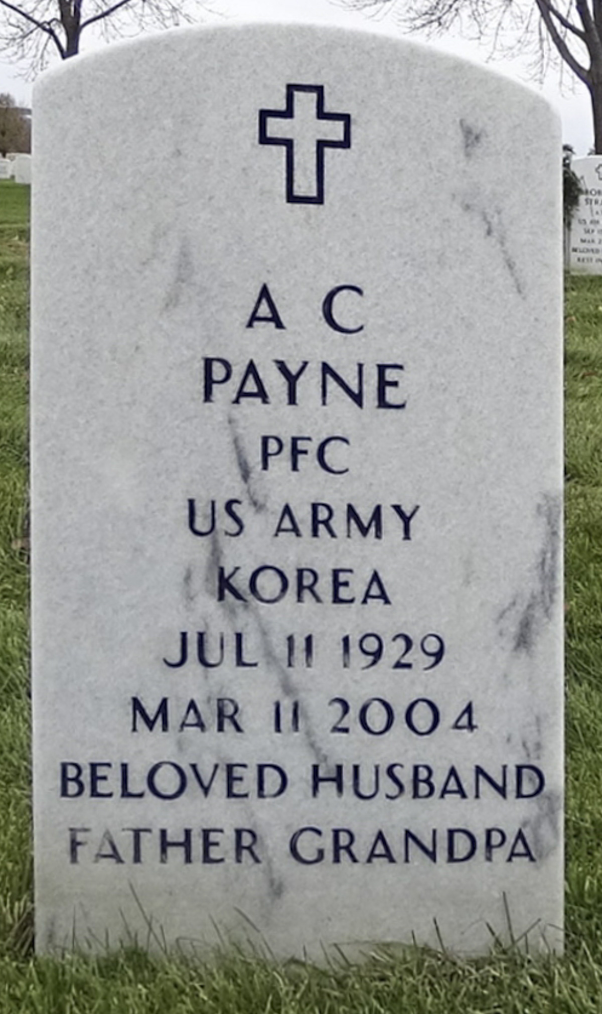 Gravesite marker image for a c payne