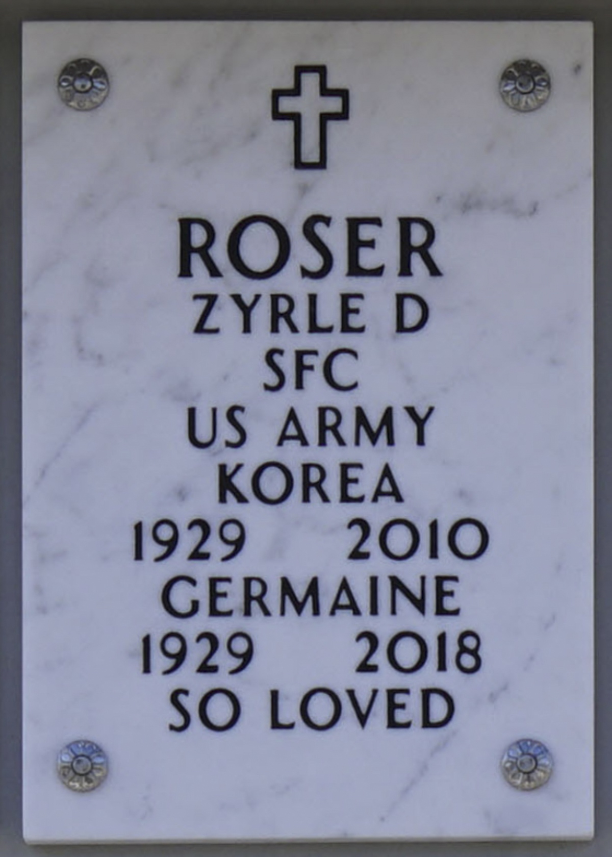 Gravesite marker image for zyrle d roser