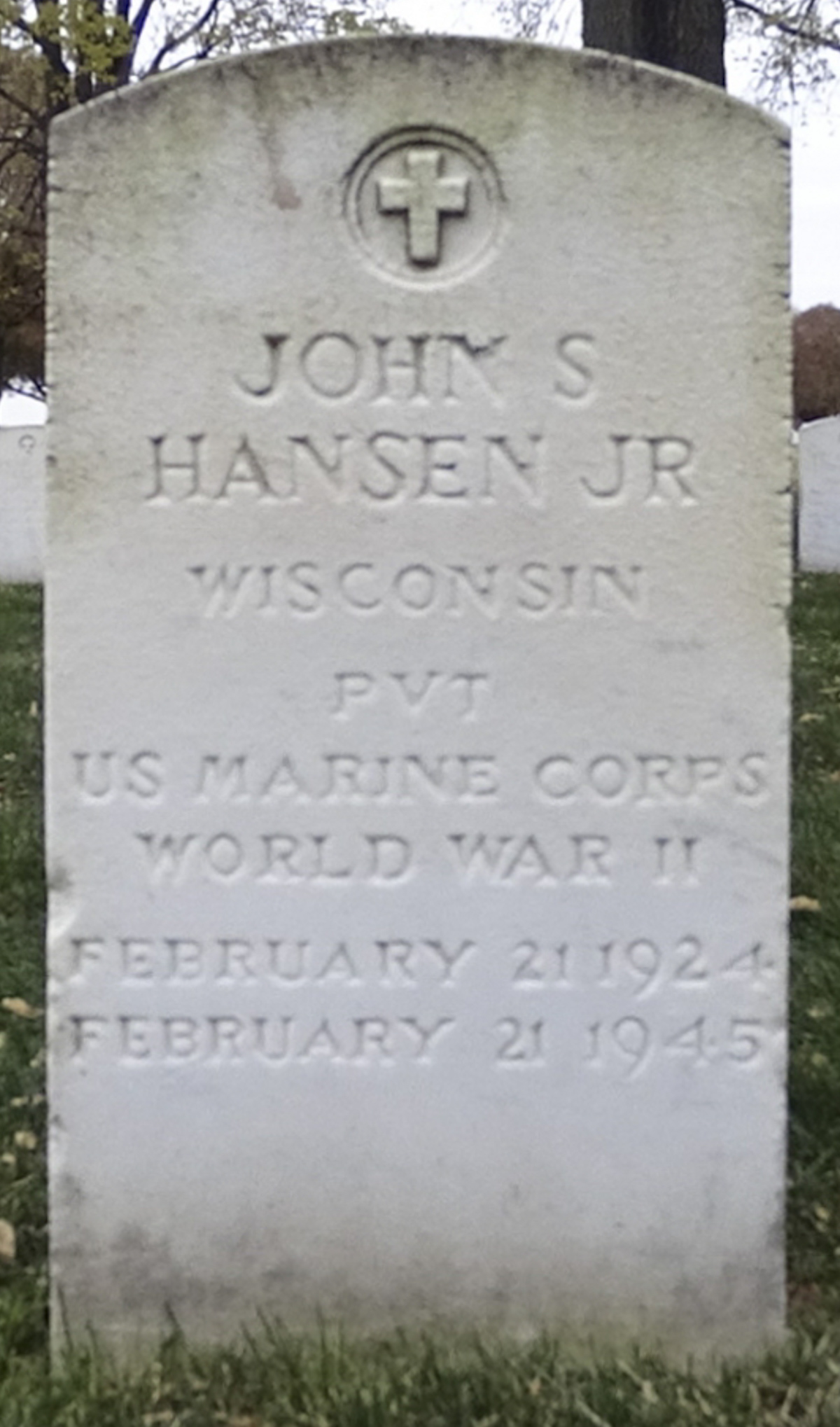 Gravesite marker image for john s hansen jr