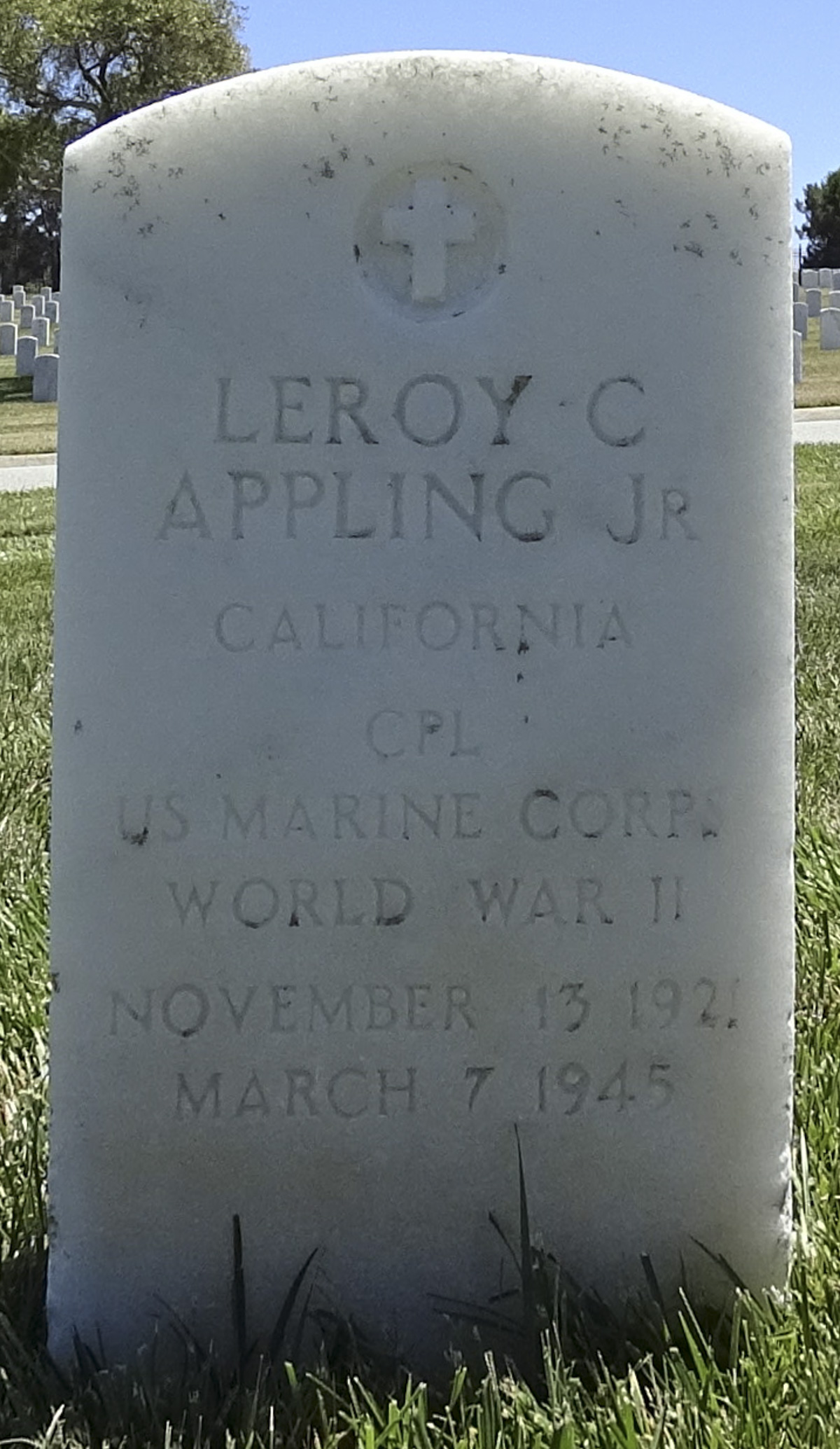 Gravesite marker image for leroy c appling jr