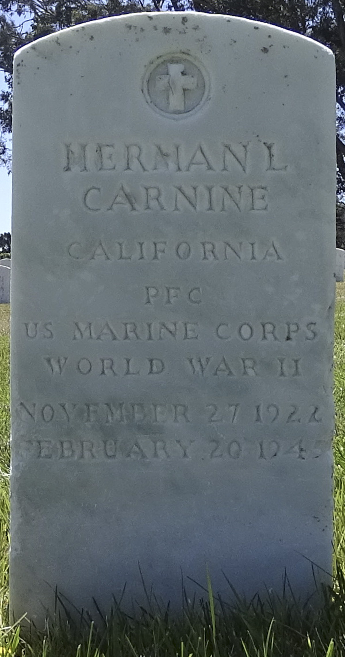 Gravesite marker image for herman l carnine
