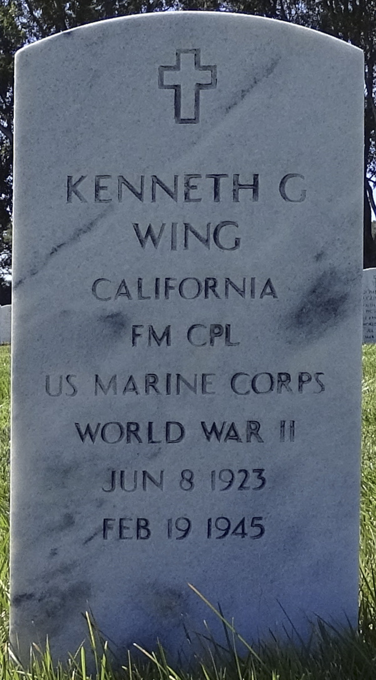 Gravesite marker image for kenneth g wing