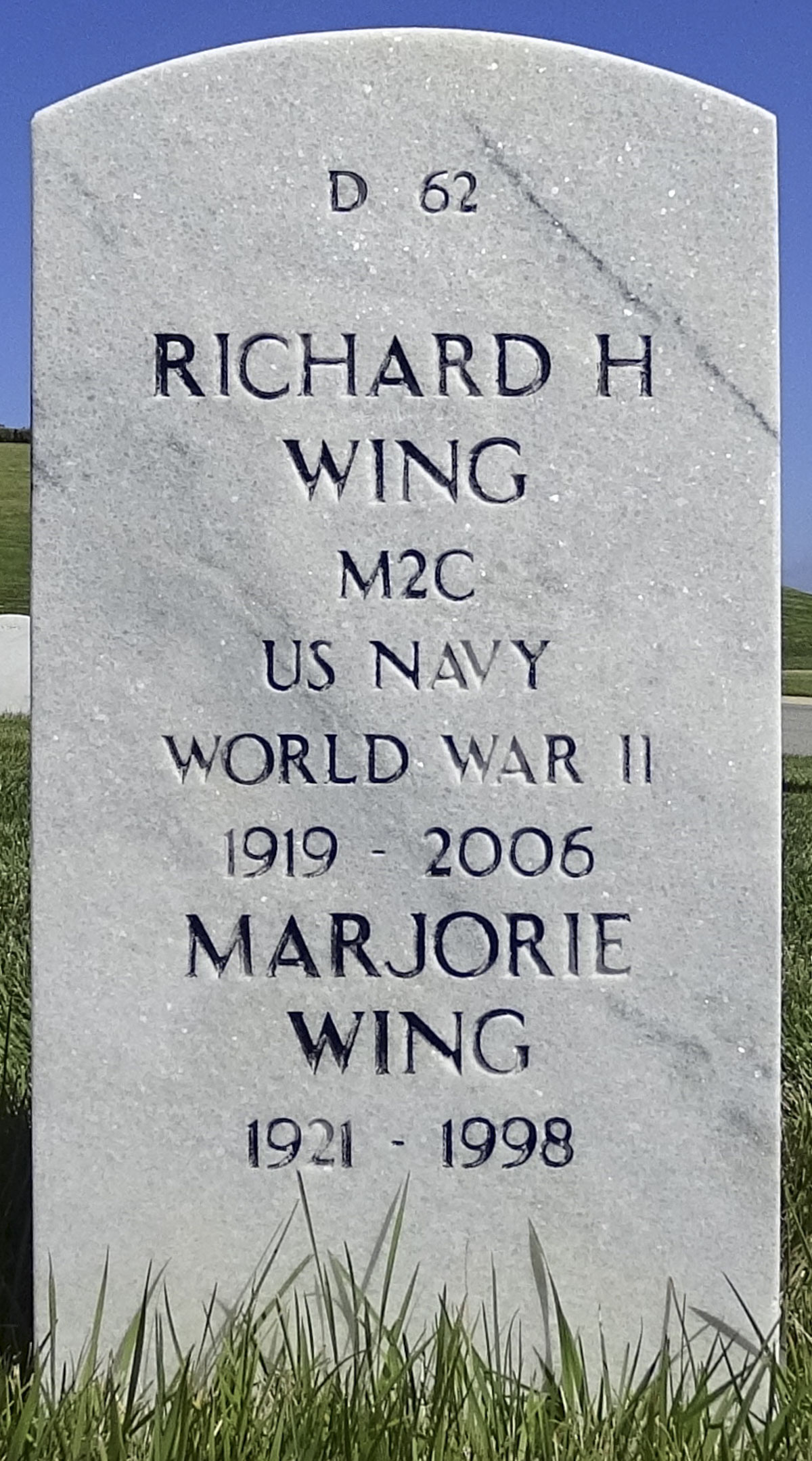 Gravesite marker image for kenneth g wing
