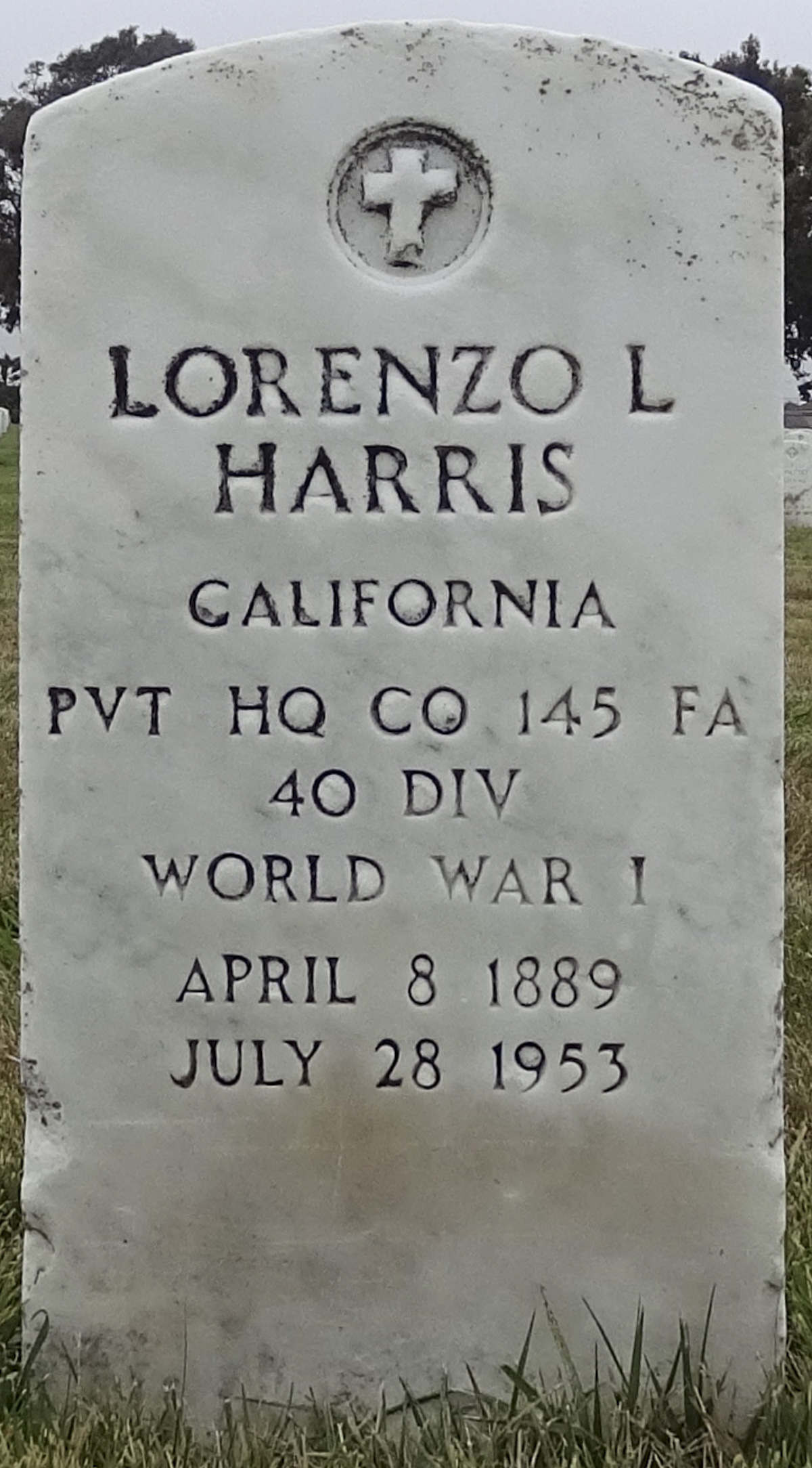 Gravesite marker image for lorenzo l harris