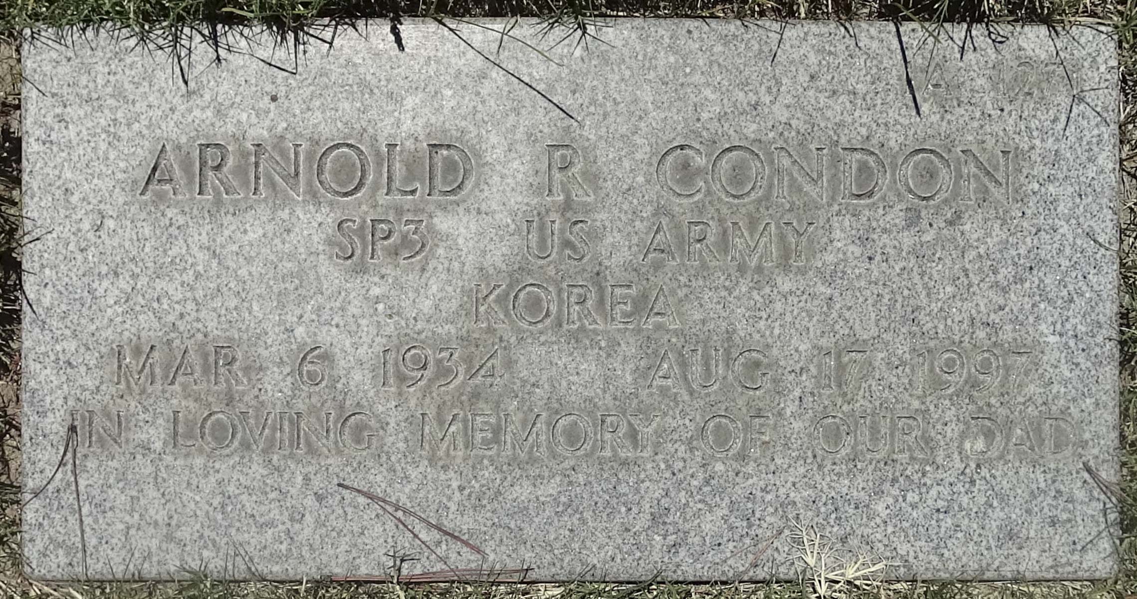 Gravesite marker image for arnold r condon