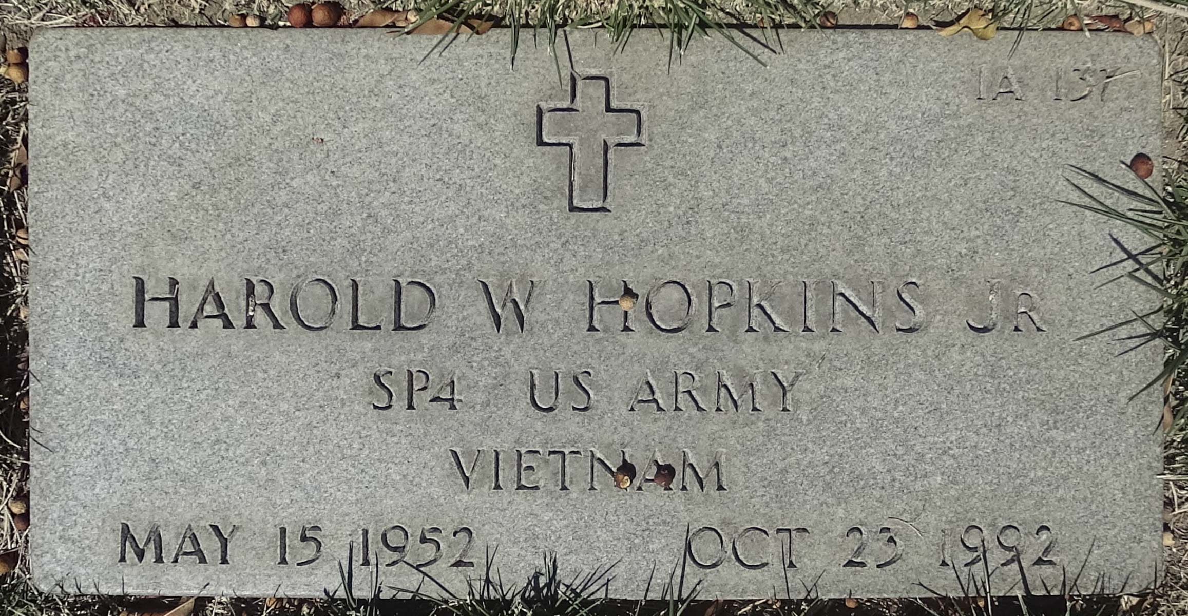 Gravesite marker image for harold w hopkins jr