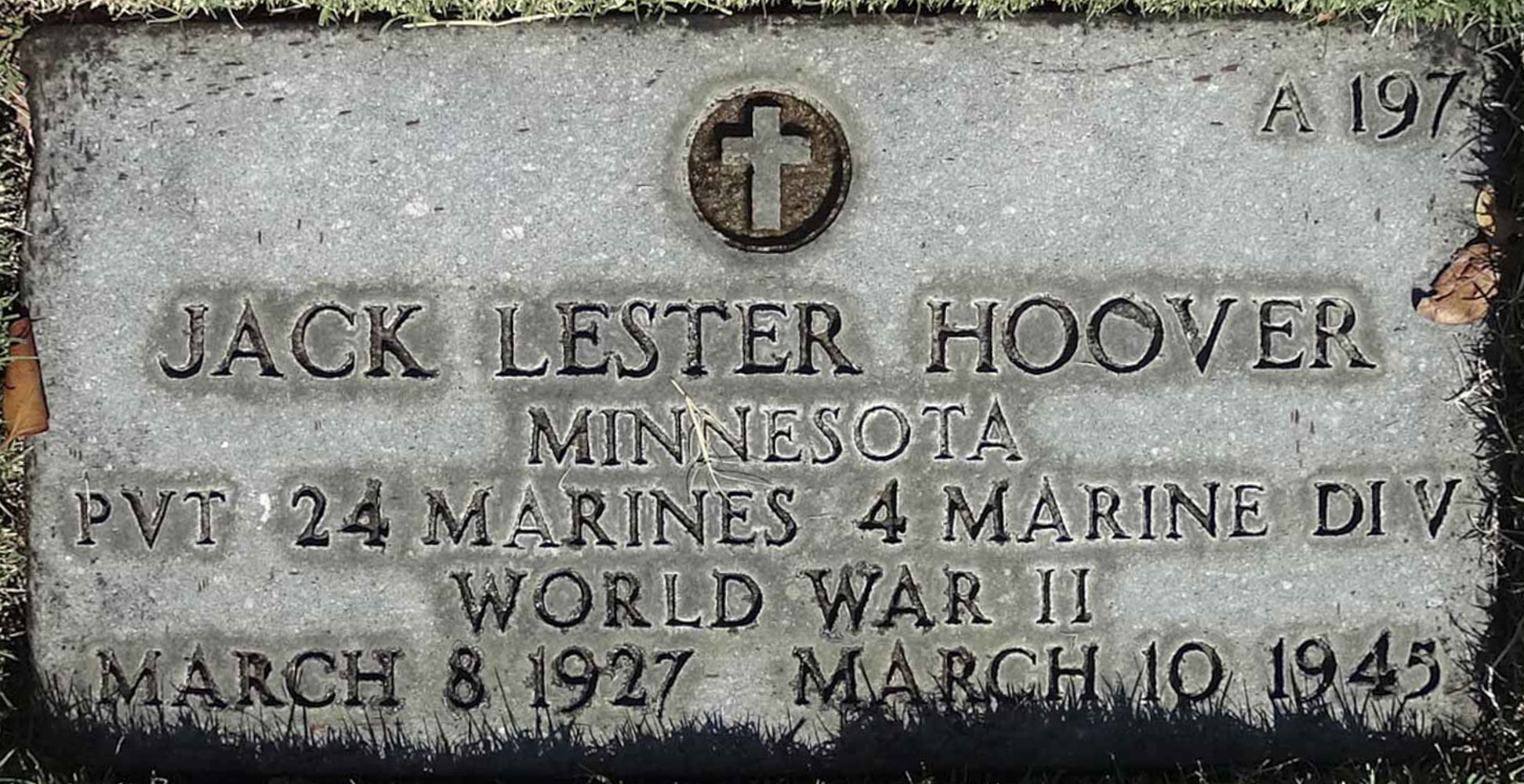 Gravesite marker image for jack lester hoover