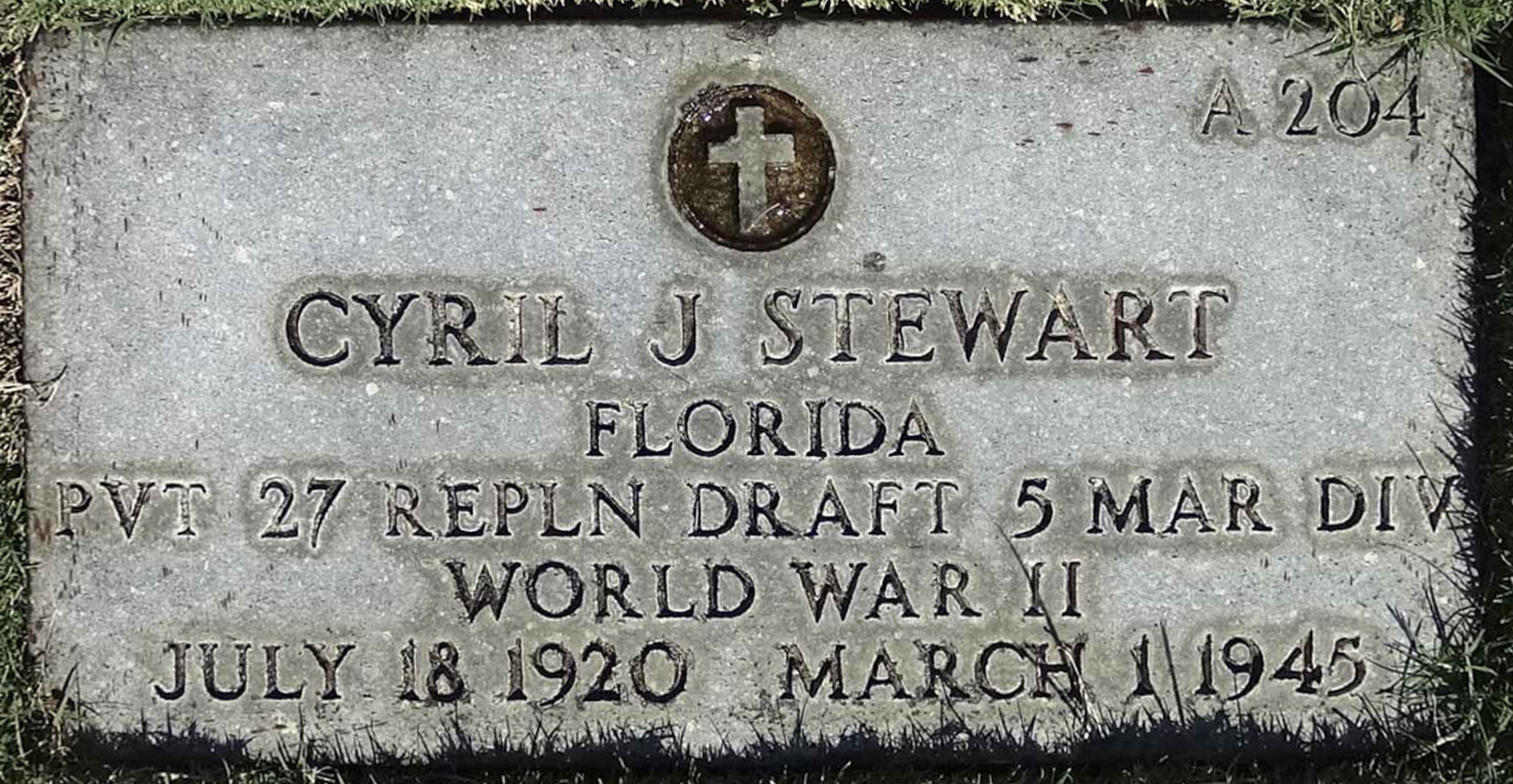 Gravesite marker image for cyril jackson stewart
