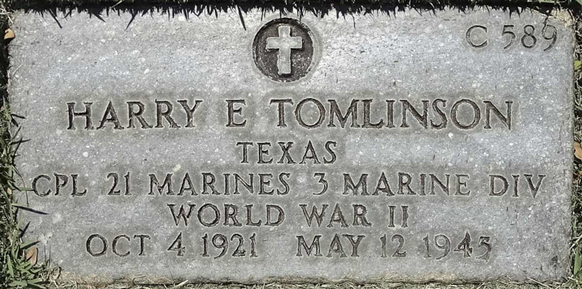 Gravesite marker image for harry emert tomlinson