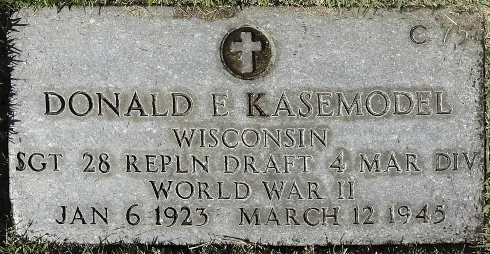 Gravesite marker image for donald e kasemodel