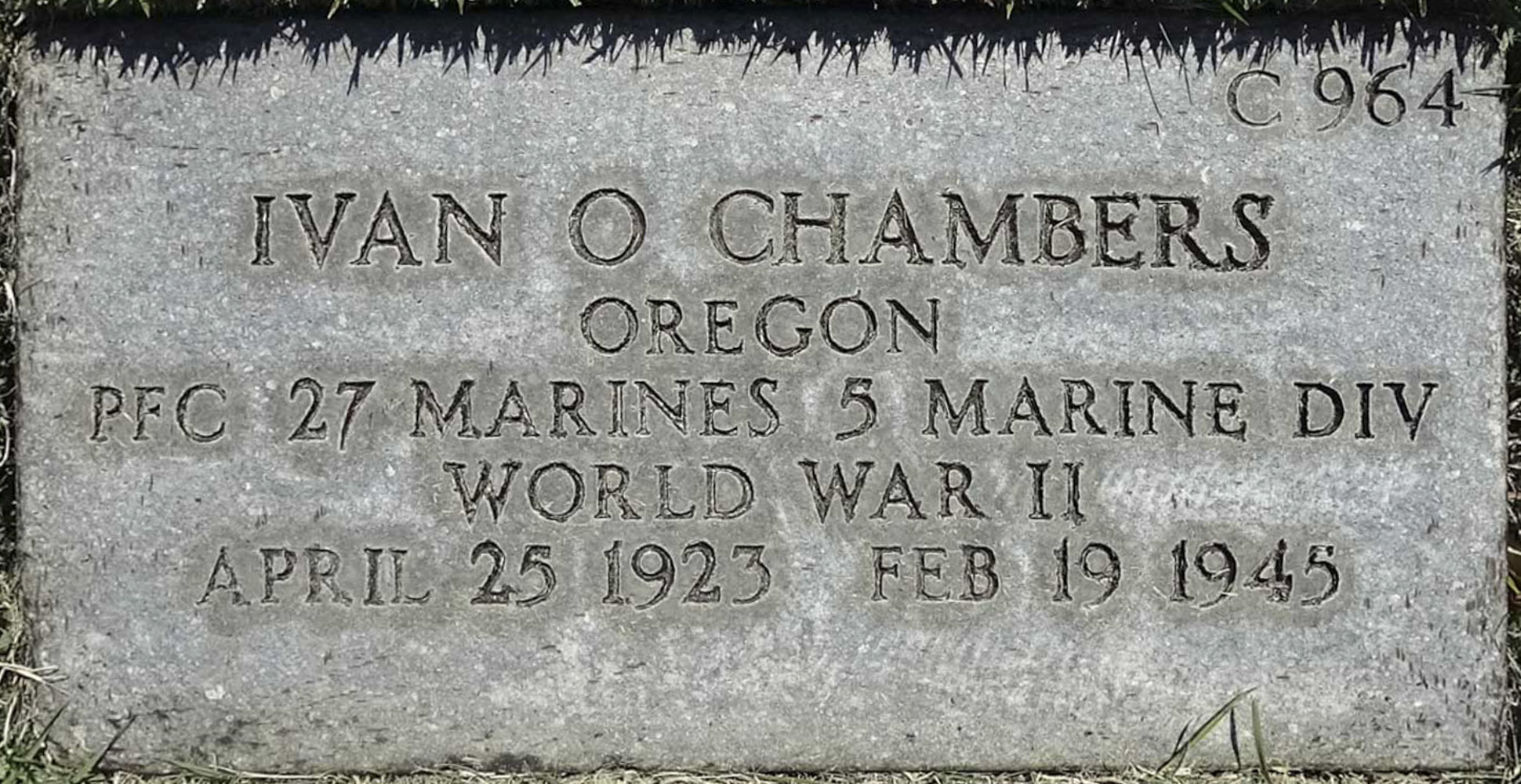 Gravesite marker image for ivan o chambers