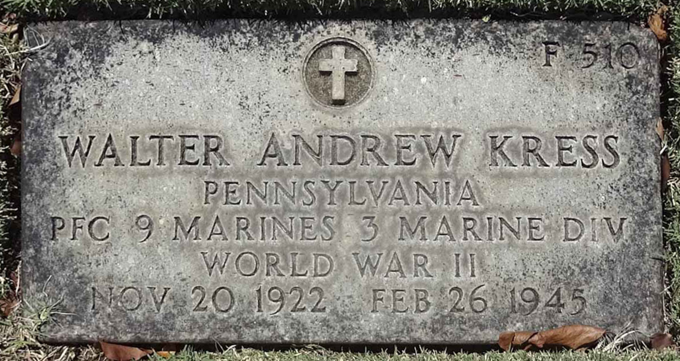 Gravesite marker image for walter andrew kress