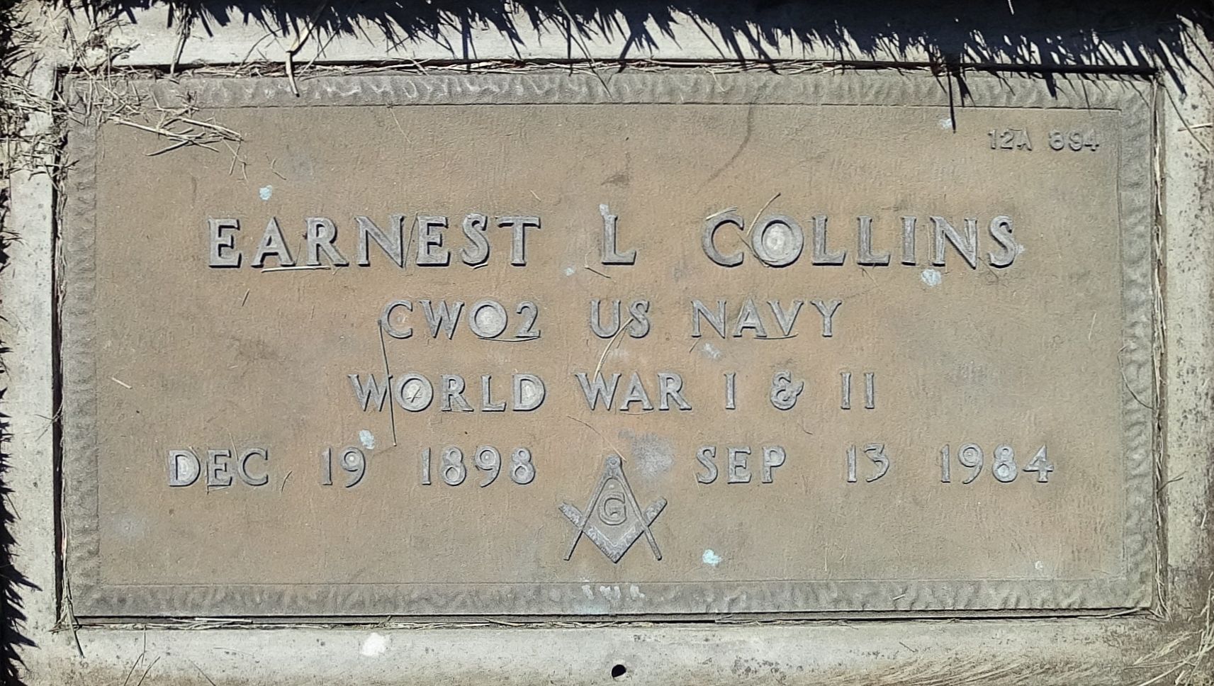 Gravesite marker image for earnest leonard collins