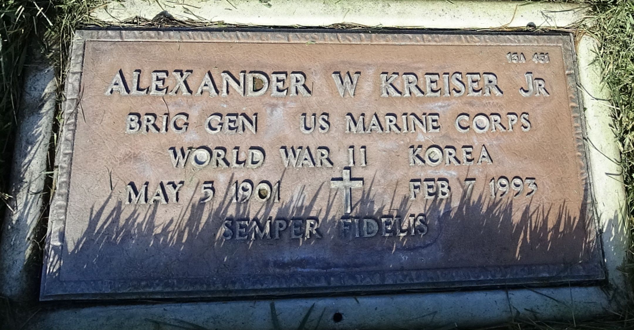 Gravesite marker image for alexander walter kreiser jr