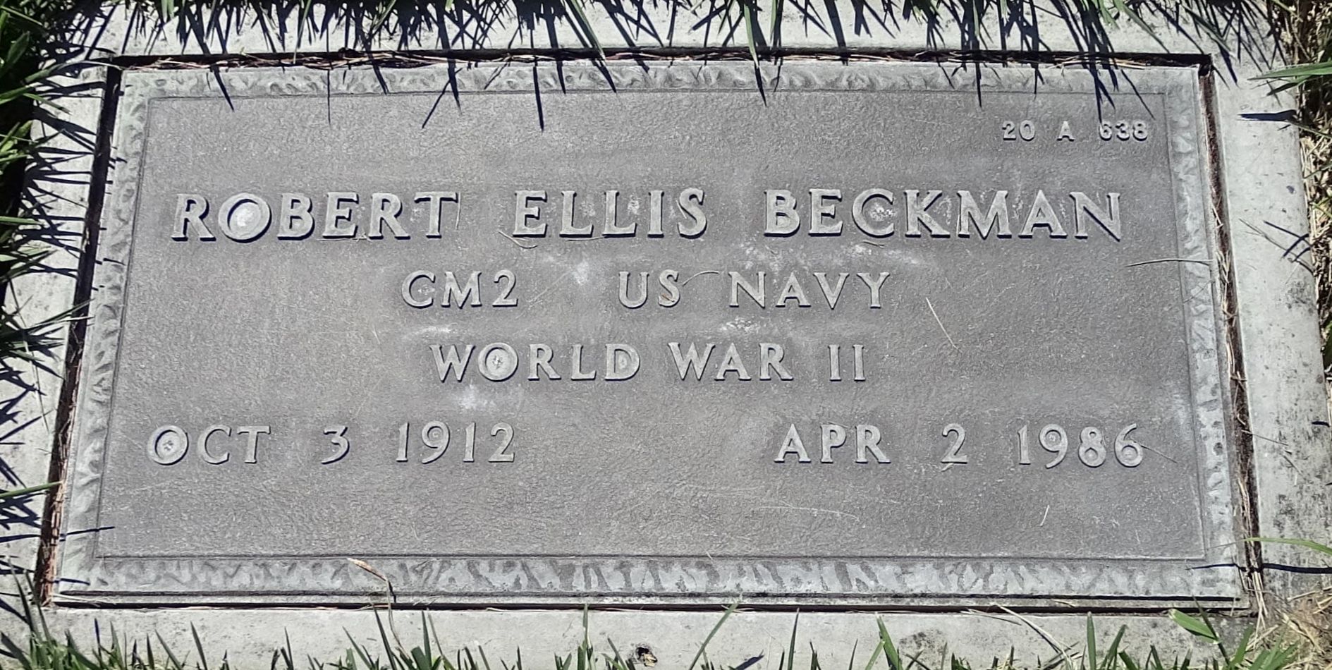 Gravesite marker image for robert ellis beckman