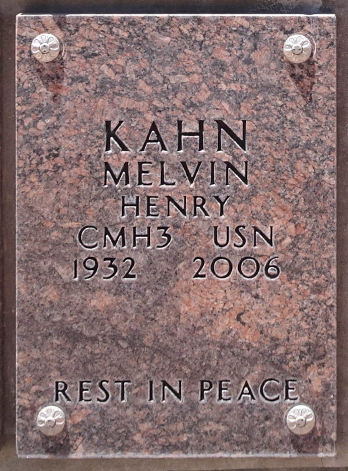 Gravesite marker image for melvin henry kahn