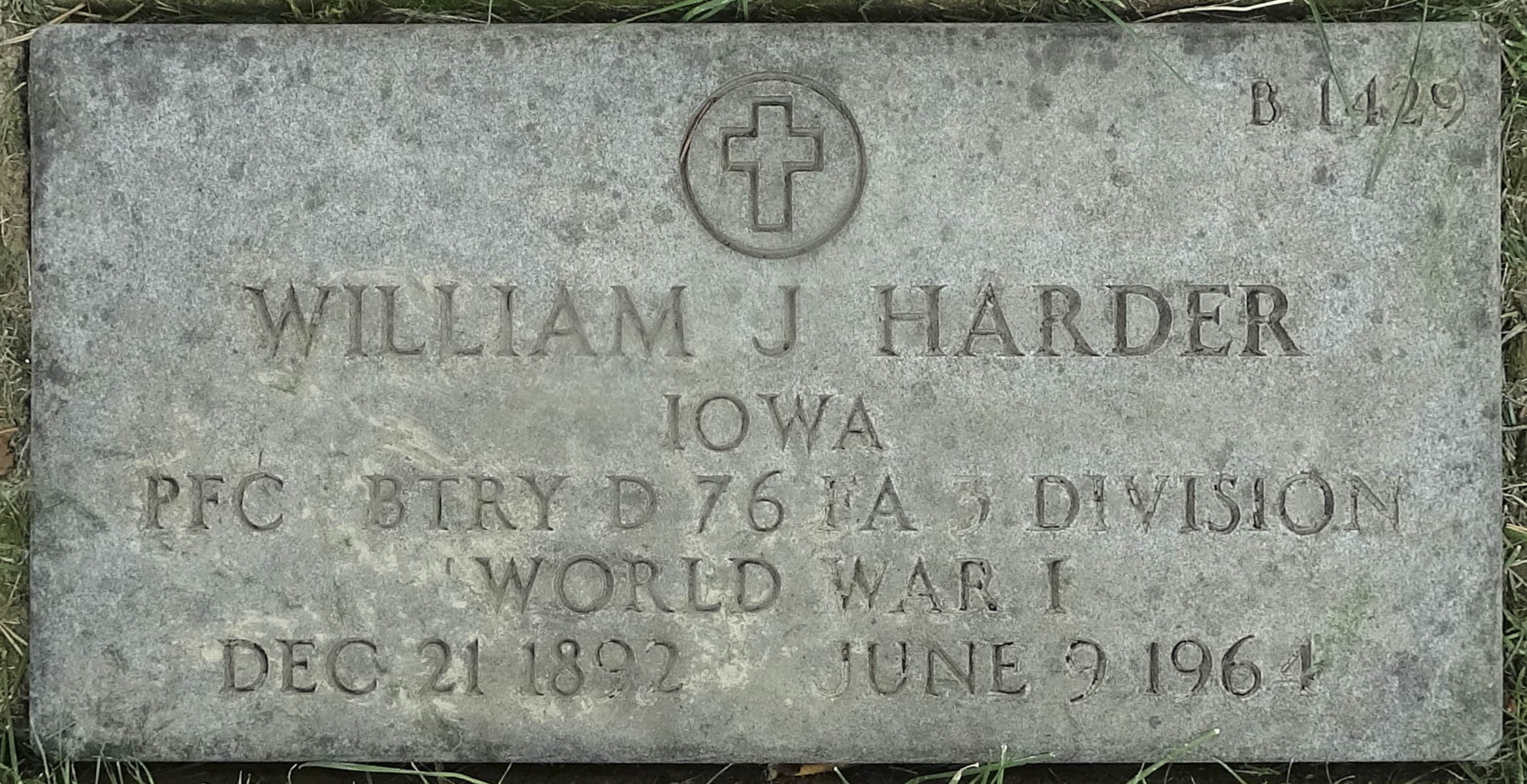 Gravesite marker image for william j harder