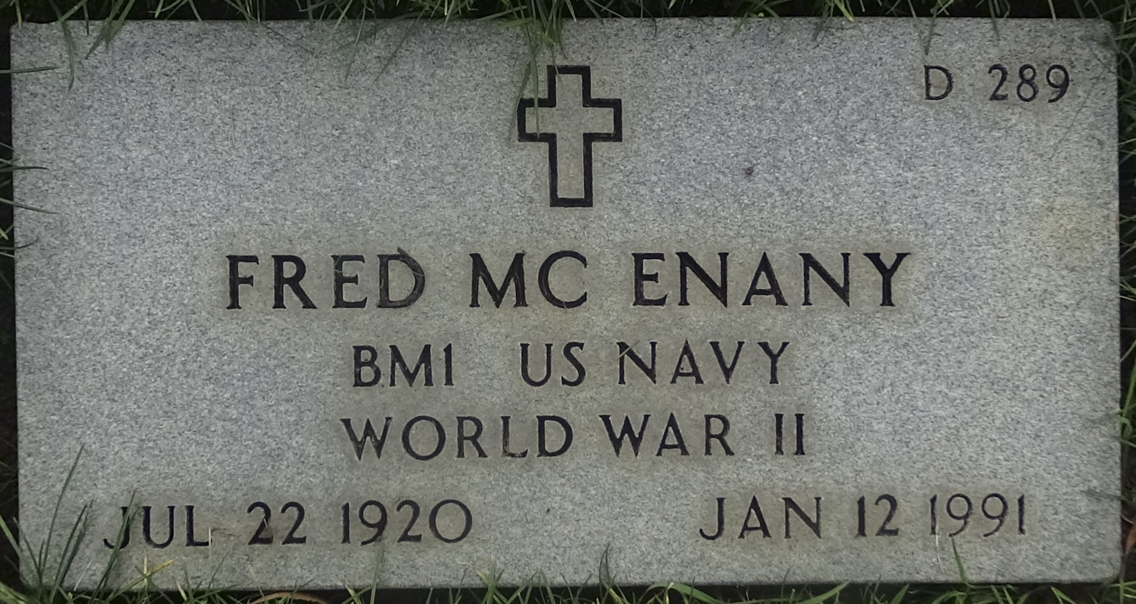Gravesite marker image for fred mc enany