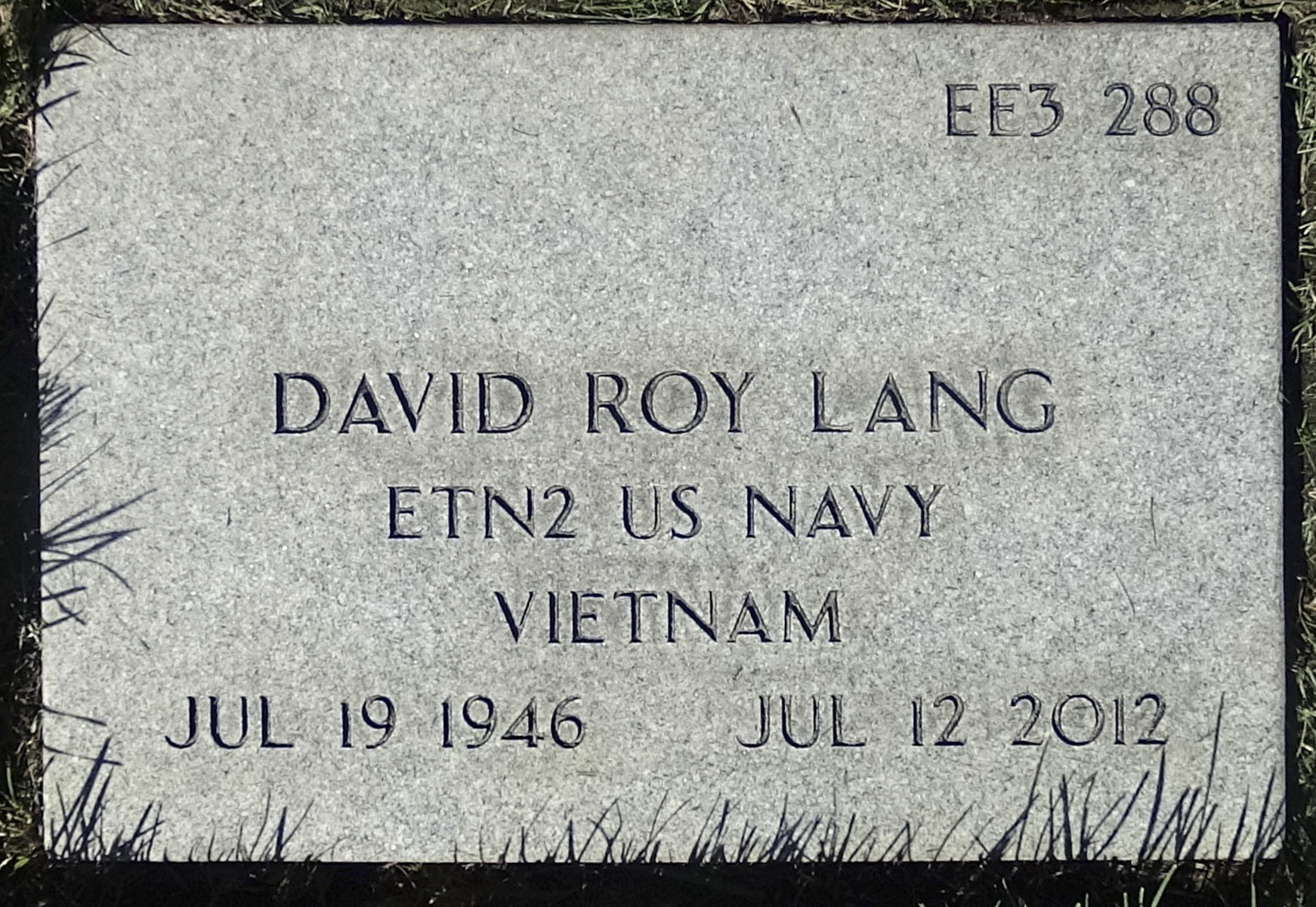 Gravesite marker image for david roy lang