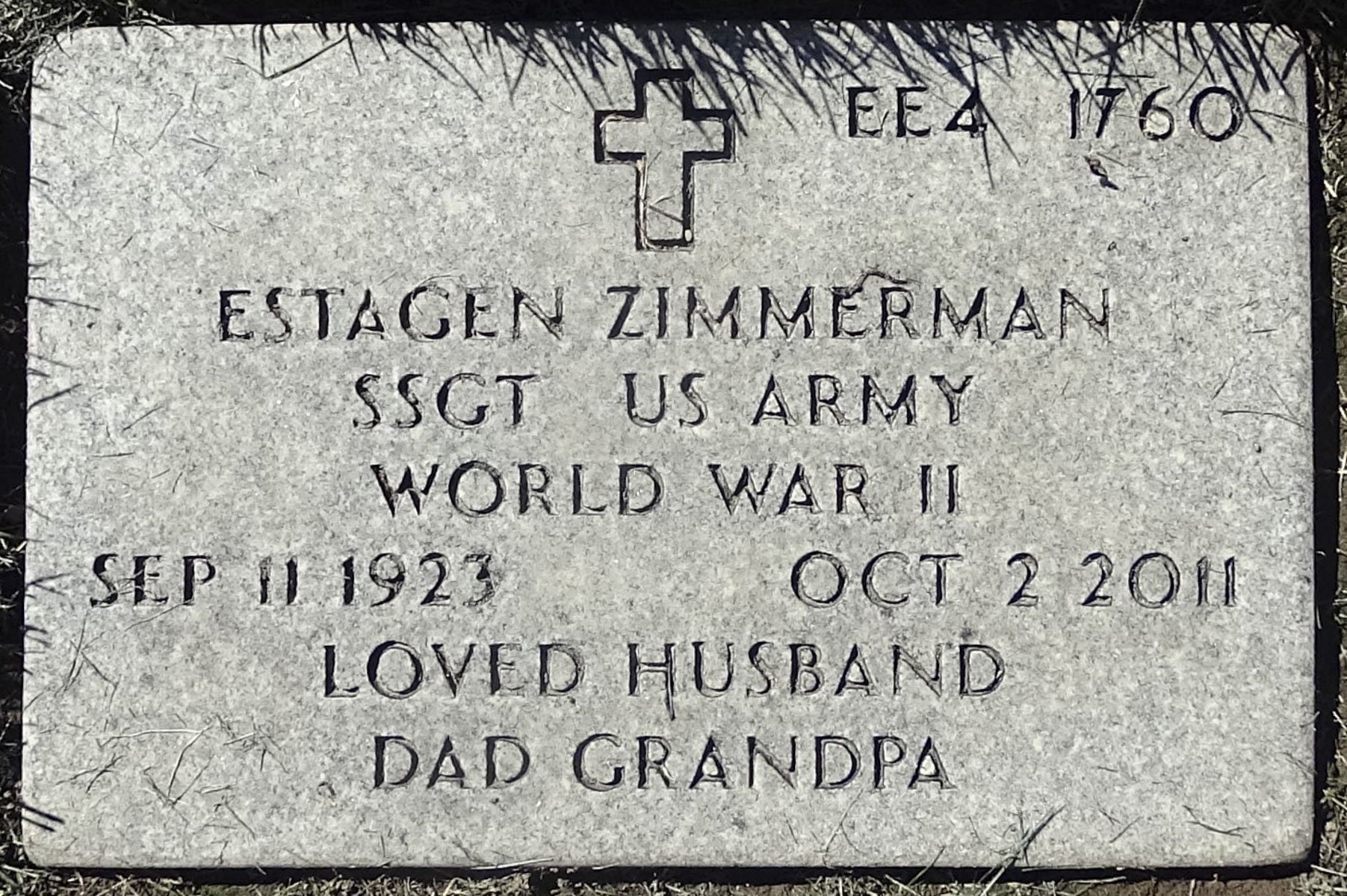 Gravesite marker image for estagen zimmerman