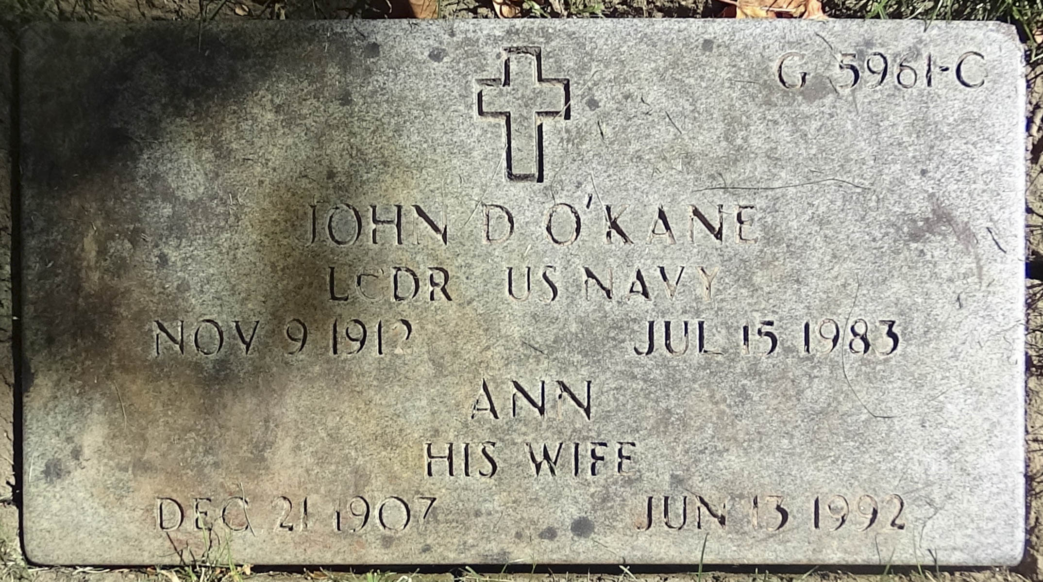 Gravesite marker image for john draney o'kane