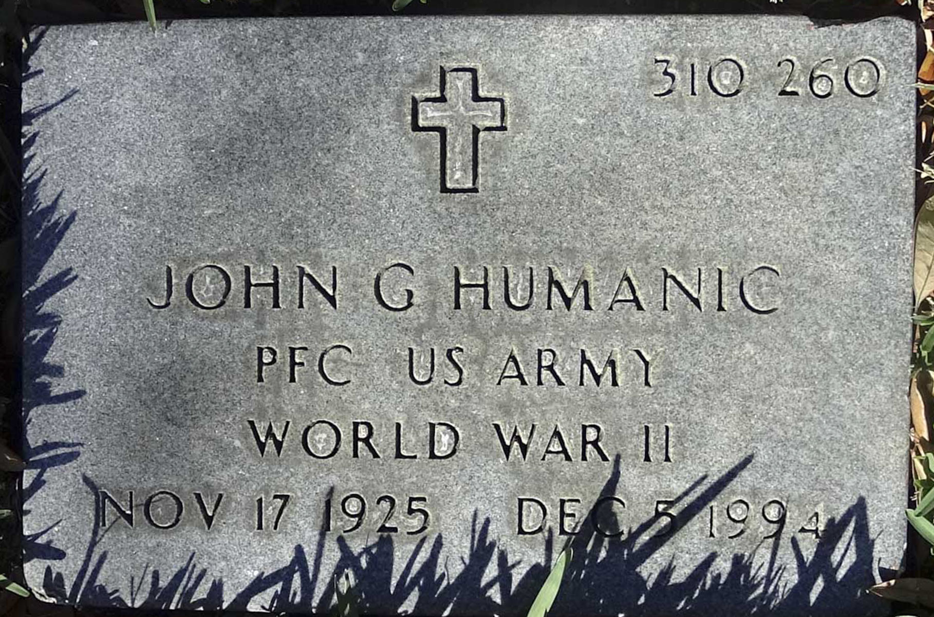 Gravesite marker image for john g humanic